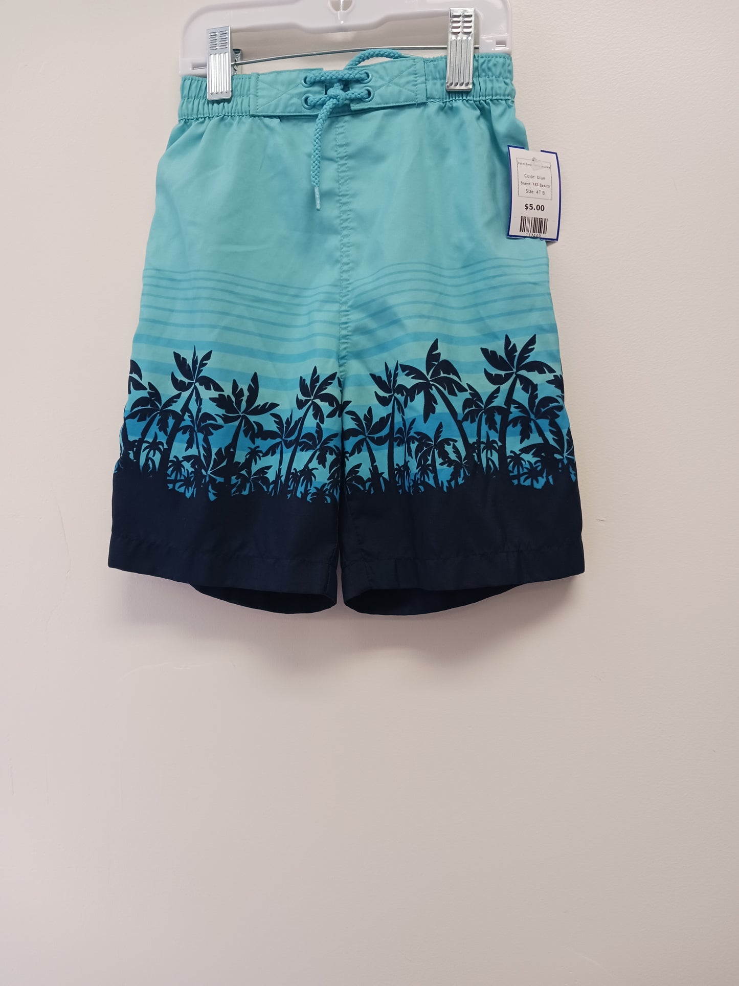 blue TKS Basics Palm Tree Swim Trunks, 4T B