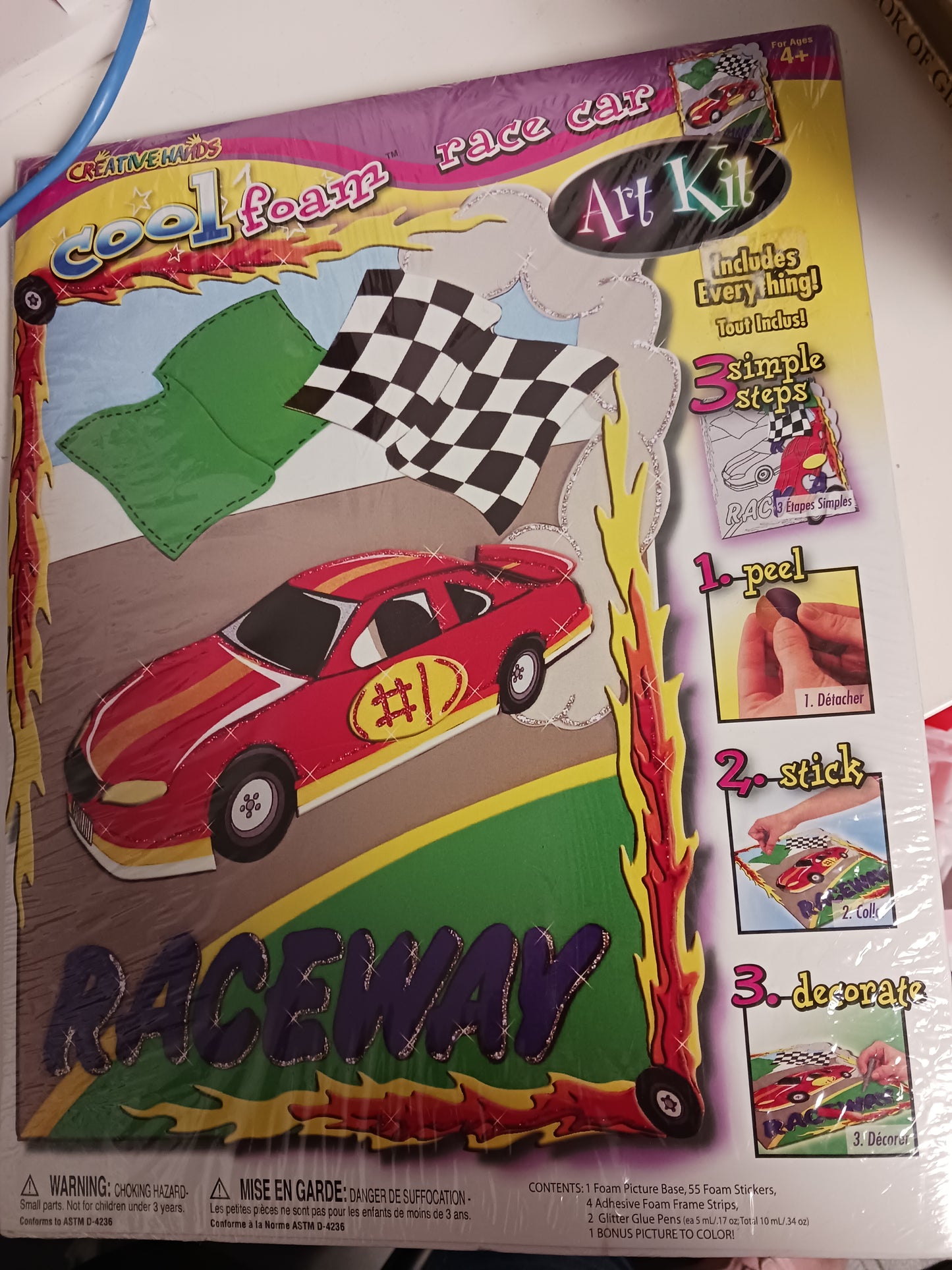 red/yellow Creative Hands Race Car Picture kit