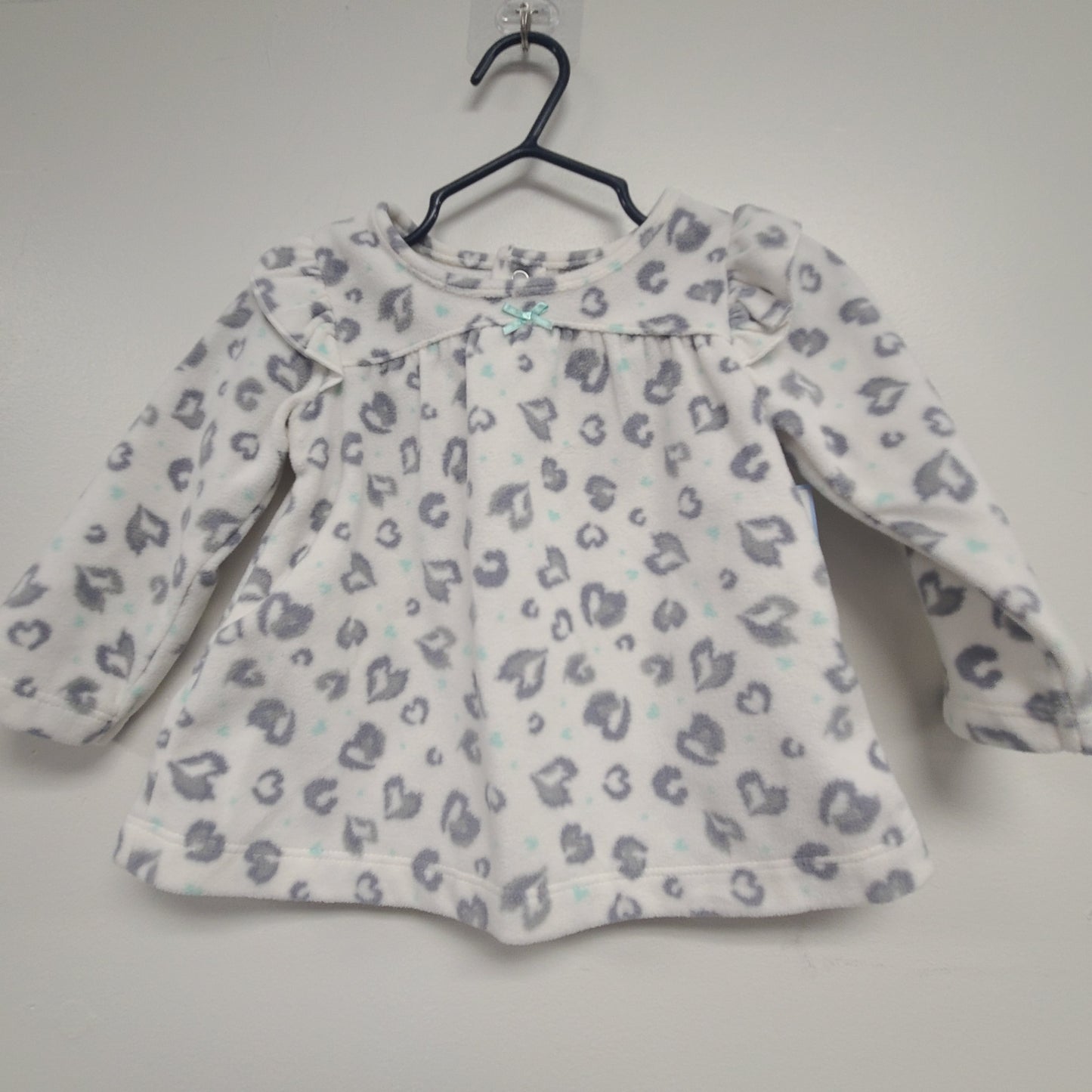 White/Grey/Blue Cheetah Carters Longsleeve Shirt, 6M G