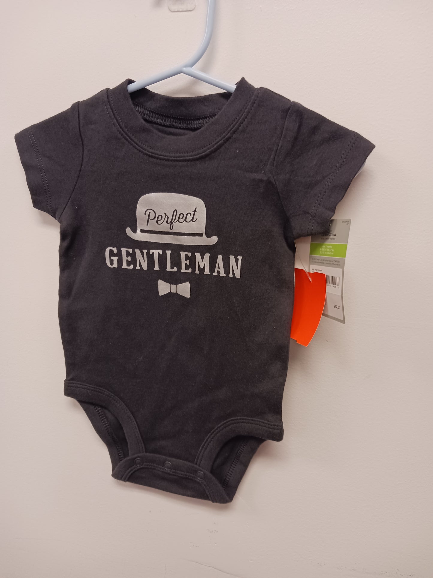 Grey Perfect Gentleman Carters Onesie, 3M B