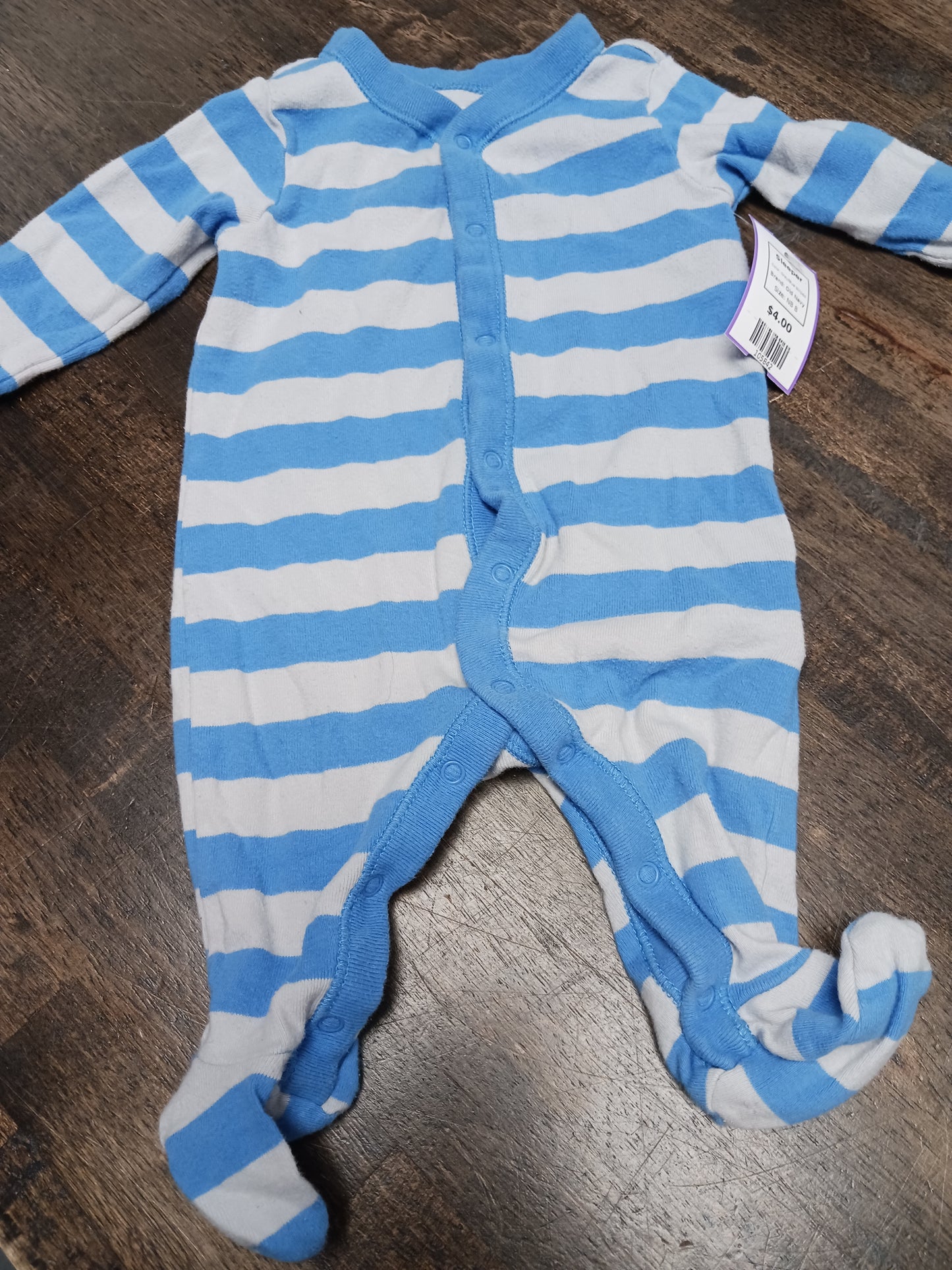 Grey/Blue Striped Old Navy Sleeper, NB B