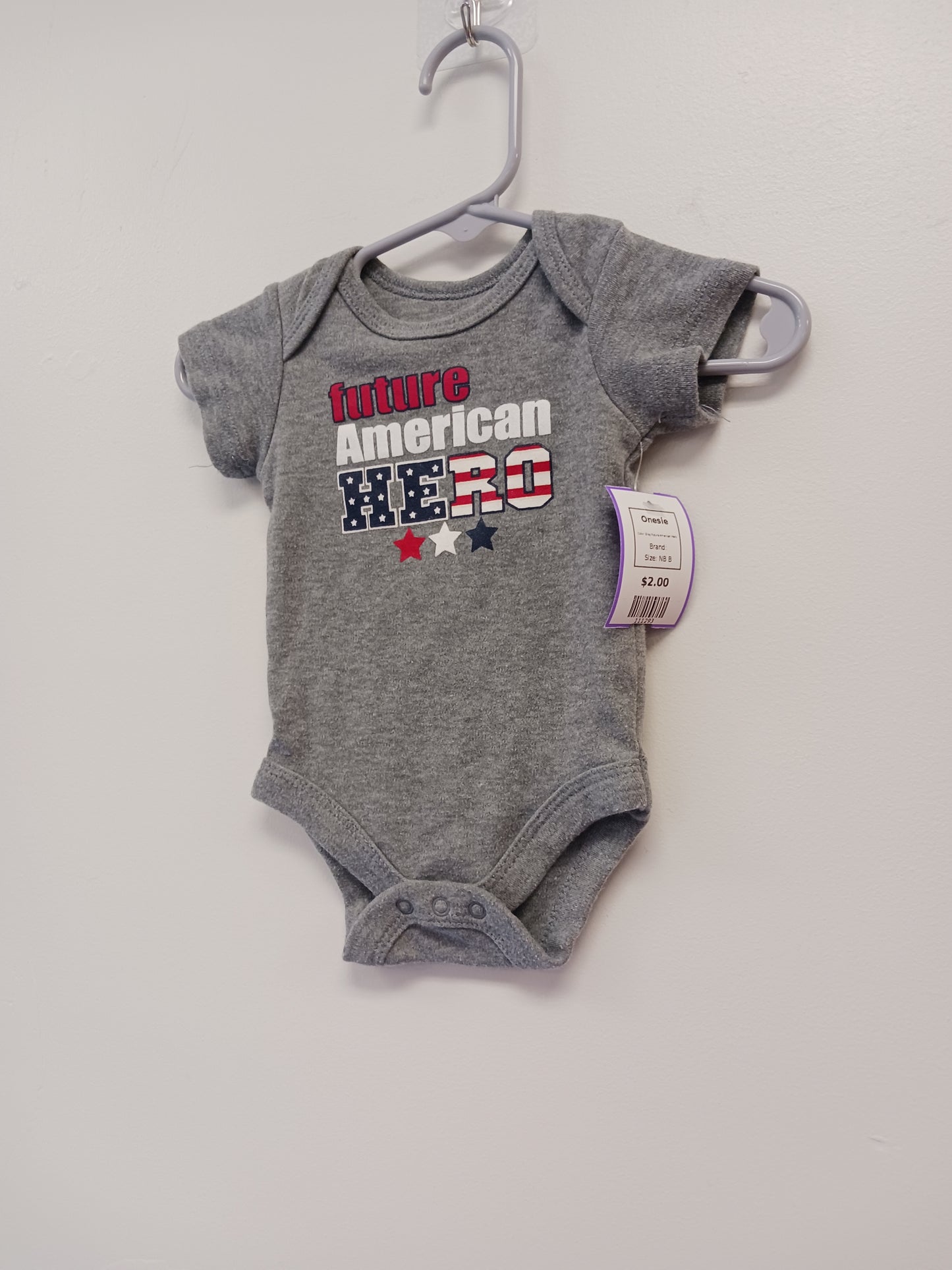 Grey Future American Hero Onesie, NB B