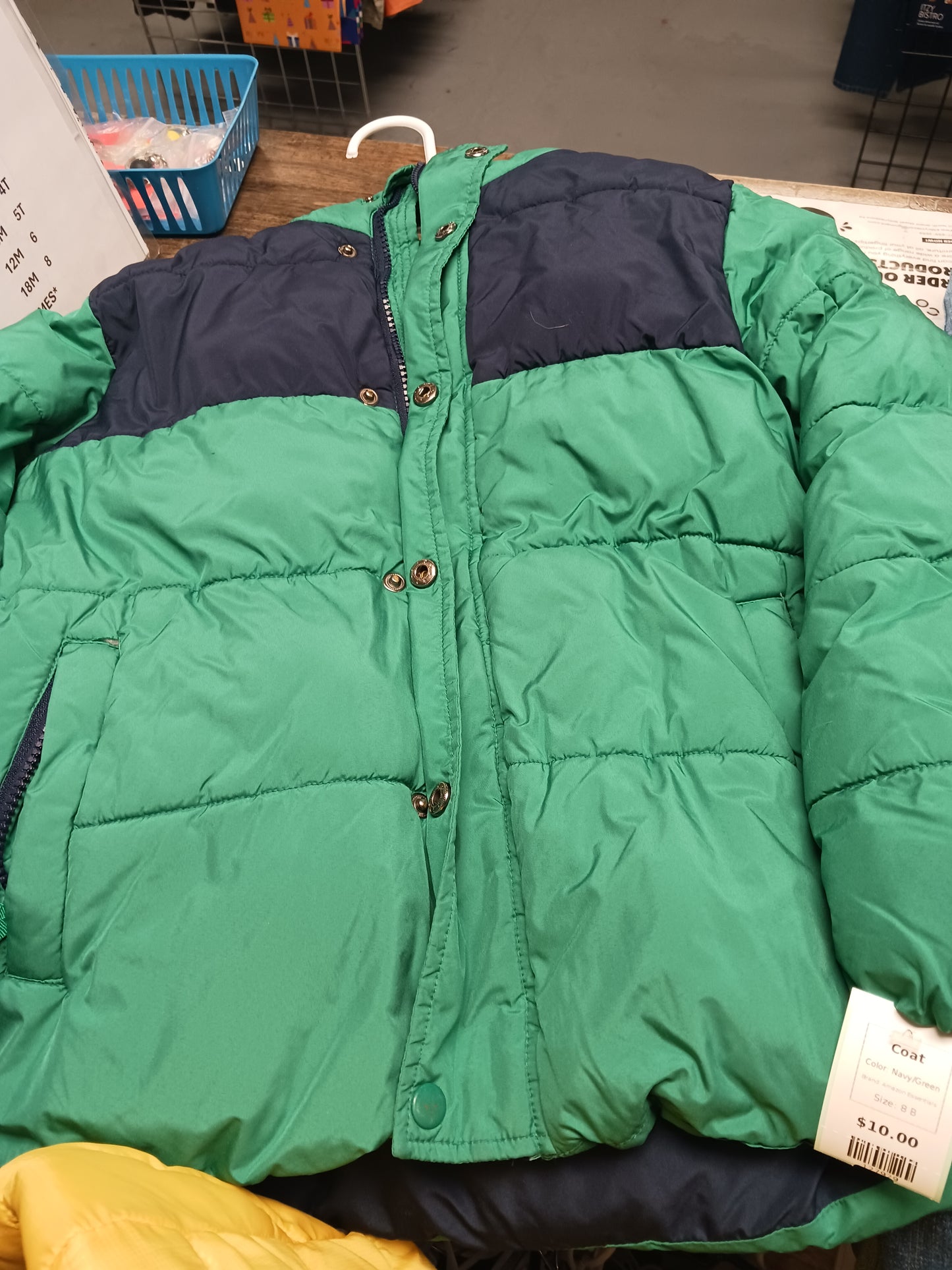 Navy/Green Amazon Essentials Coat, 8 B