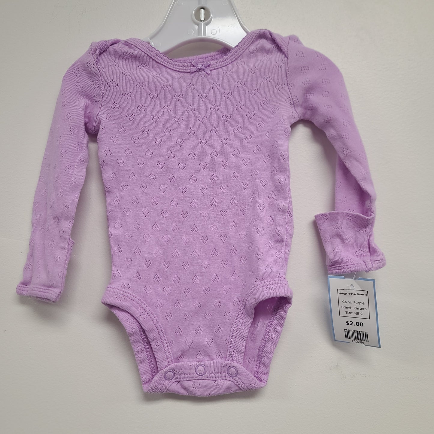 Purple Carters Longsleeve Onesie, NB G