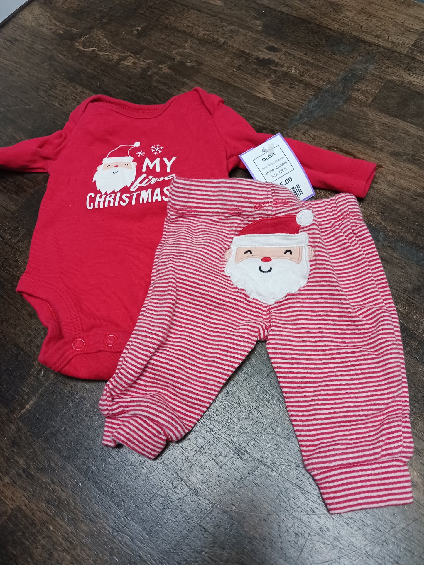 Red Christmas Carters Outfit, NB B