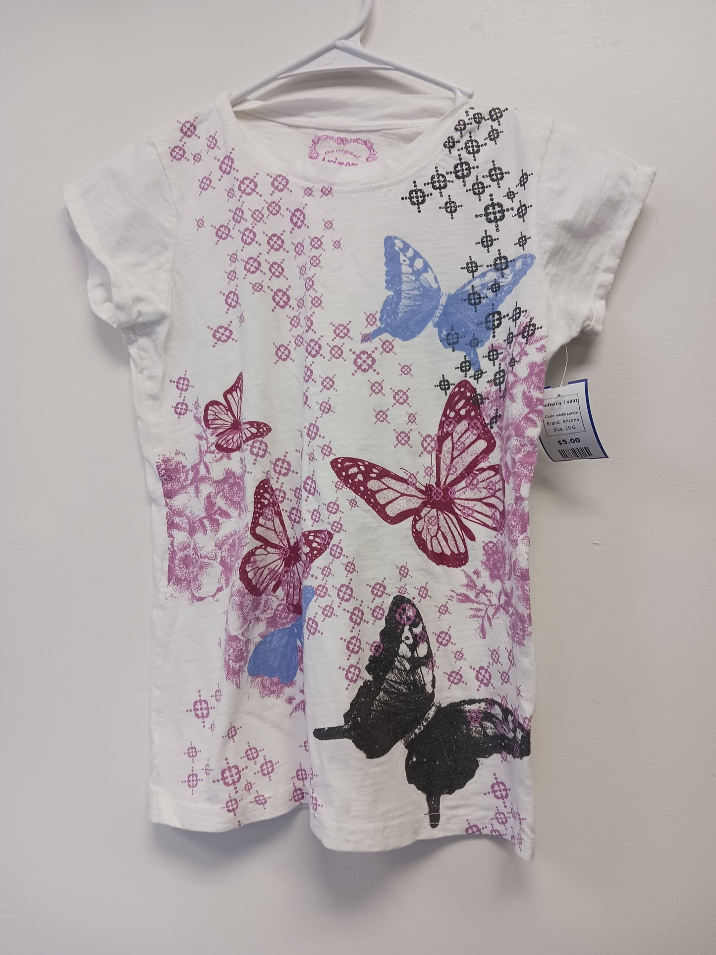 white/purple Arizona Butterfly T shirt, 10 G