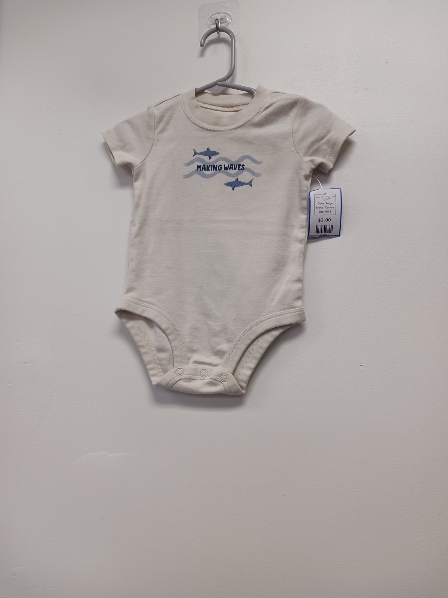 Beige Carters Making Waves Onesie 6/9m, 6M B