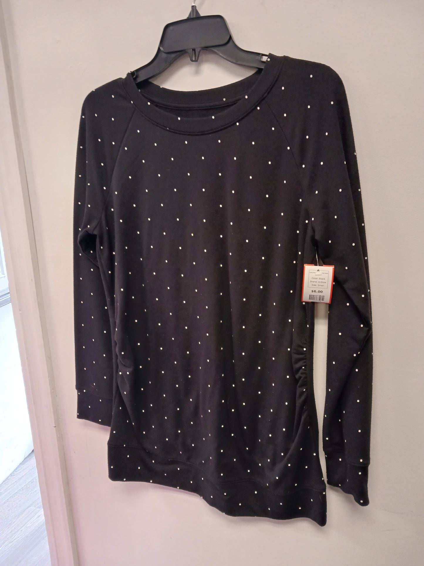 Black A.Glow Long Sleeve Poka Dot Shirt, Small