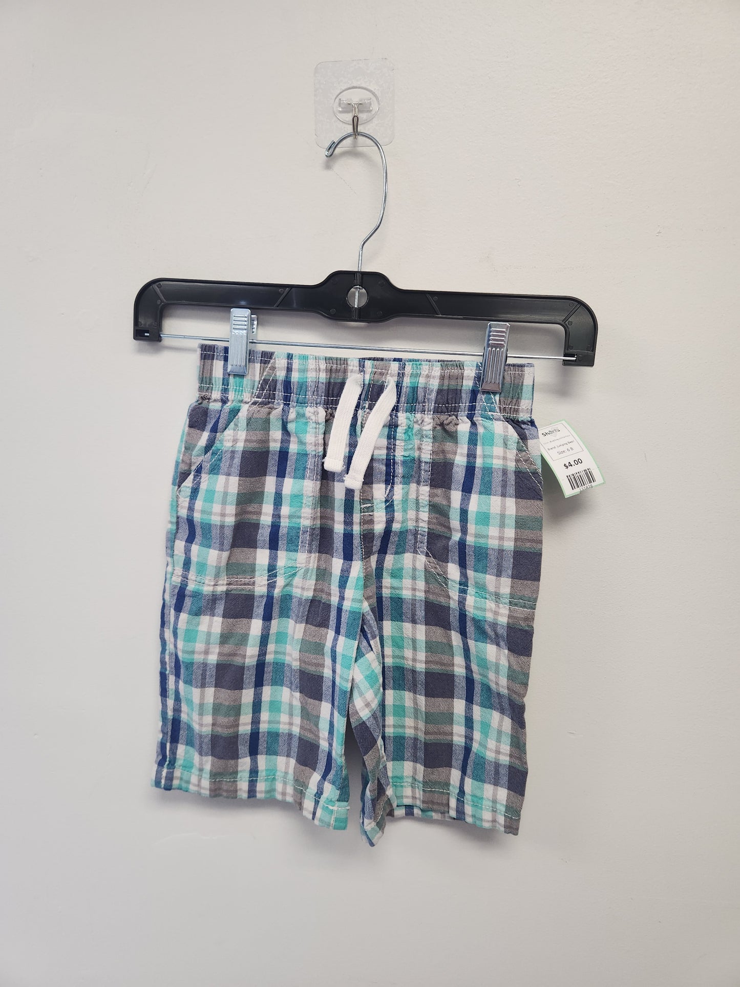 Blue/Grey/White Plaid Jumping Bean Shorts, 6 B