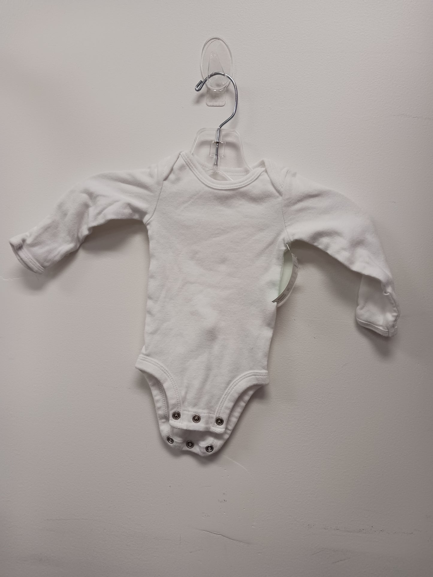 White Carters Long Sleeve Onesie, NB B