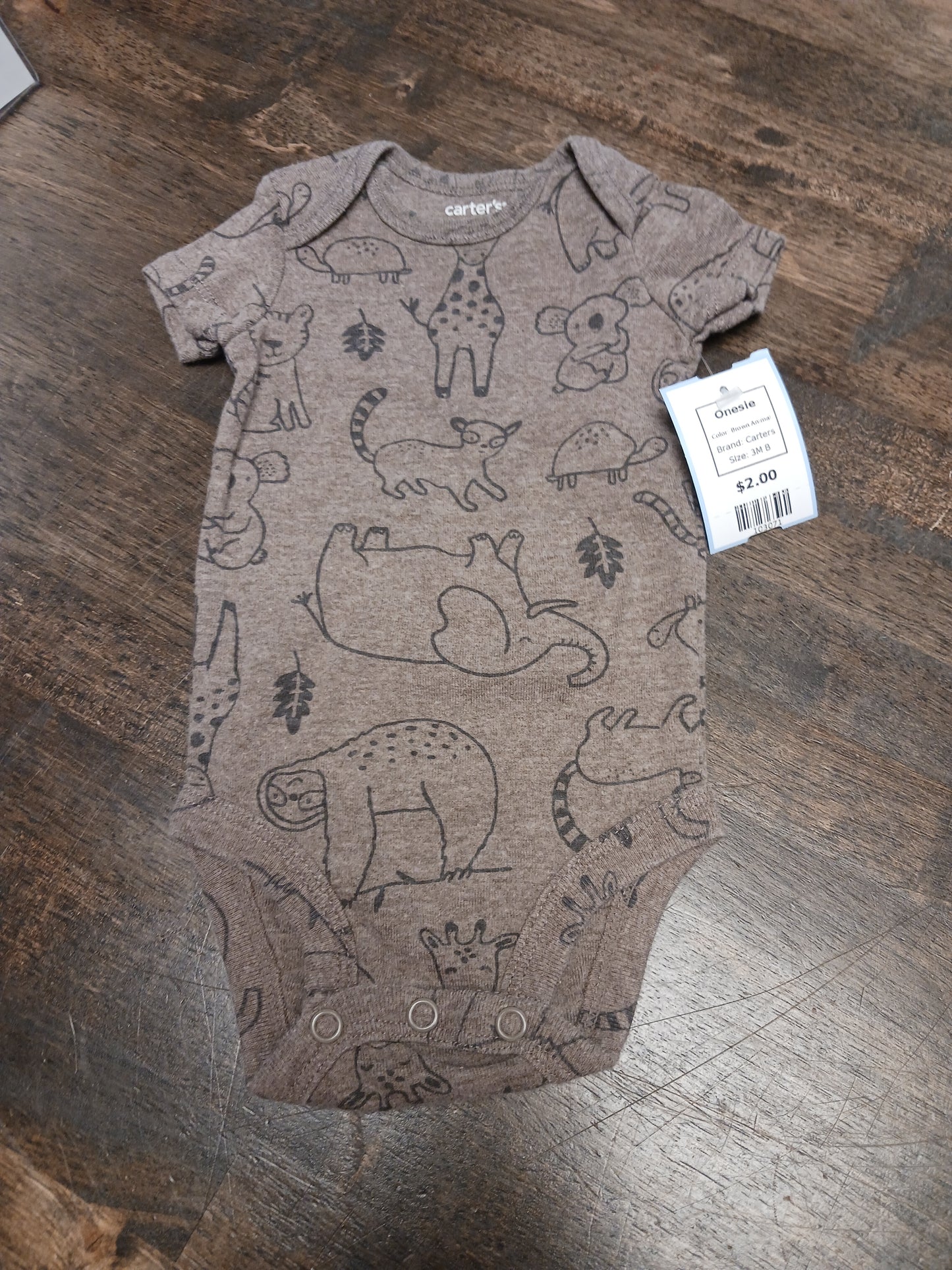 Brown Animal Carters Onesie, 3M B