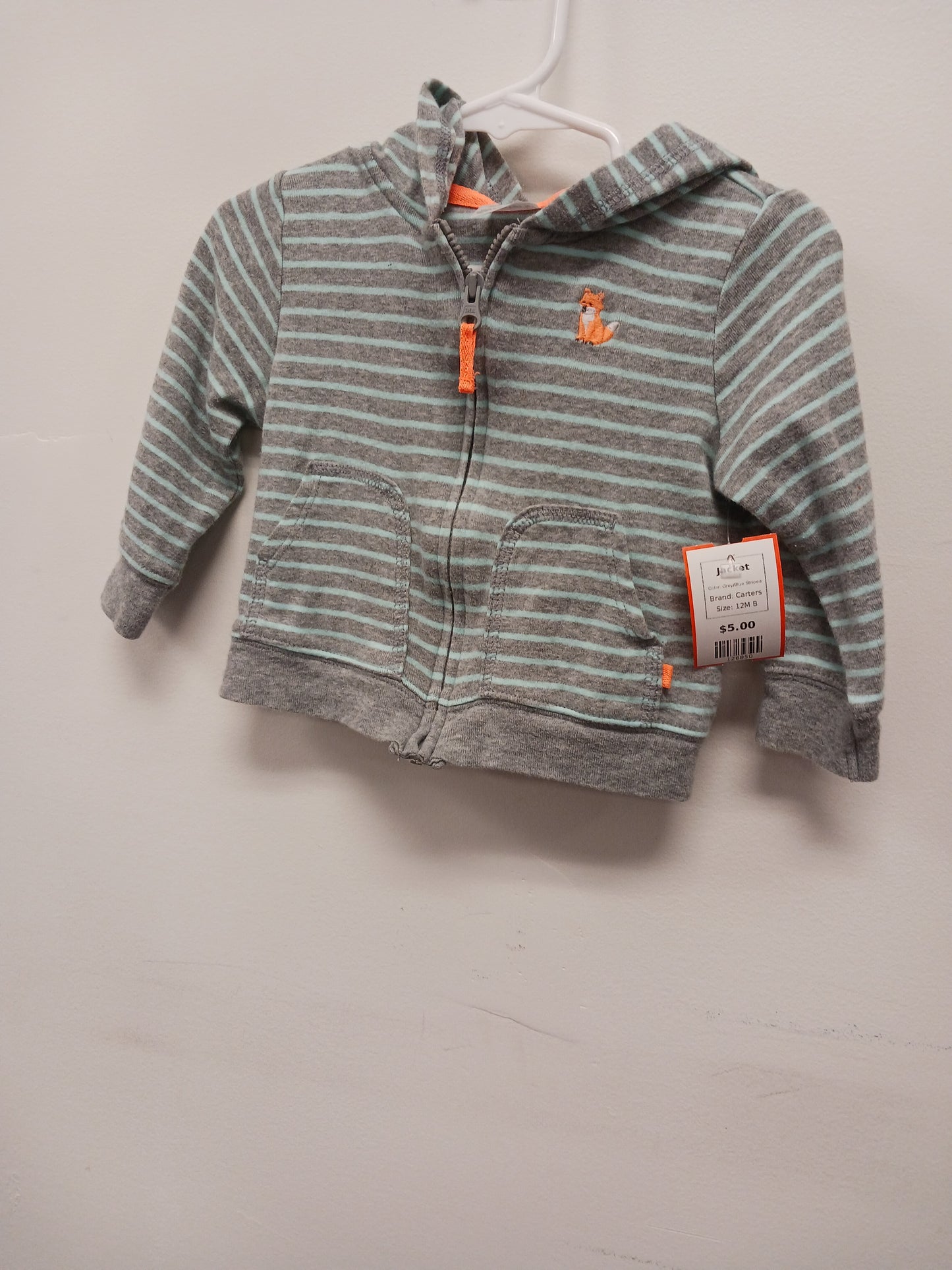 Grey/Blue Striped Carters Jacket, 12M B