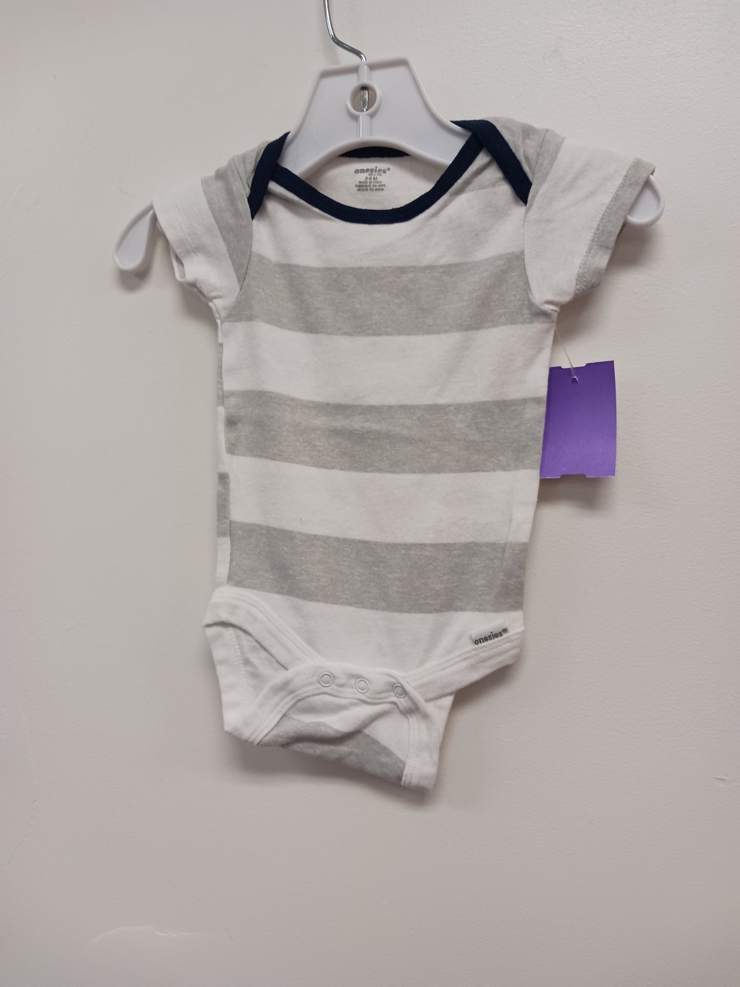 Grey/White/Navy Gerber Onesie, 3M B