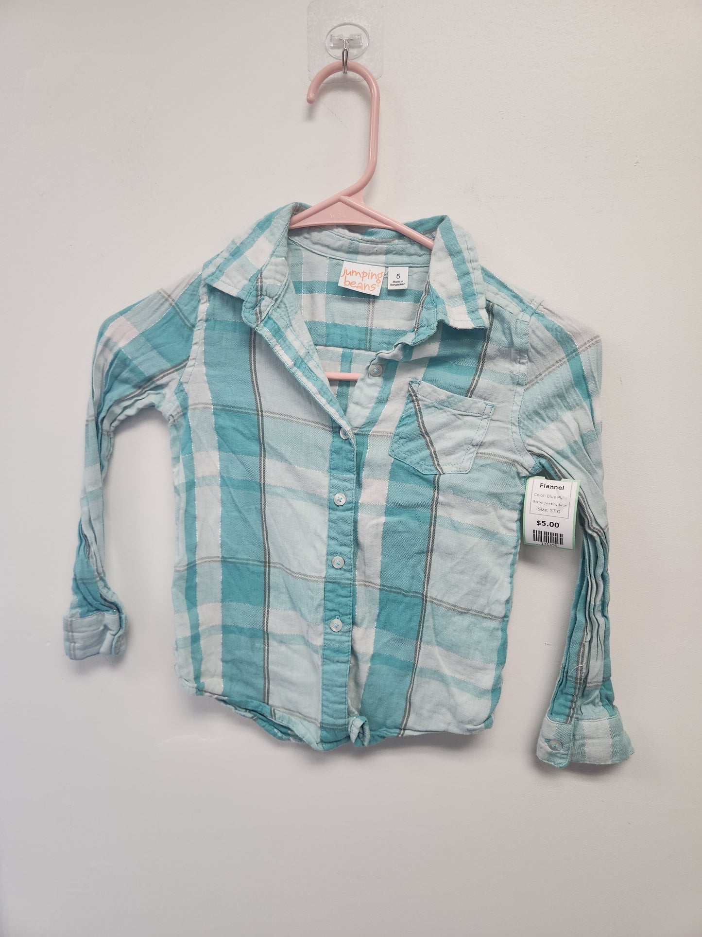 Blue Plaid Jumping Bean Flannel, 5T G