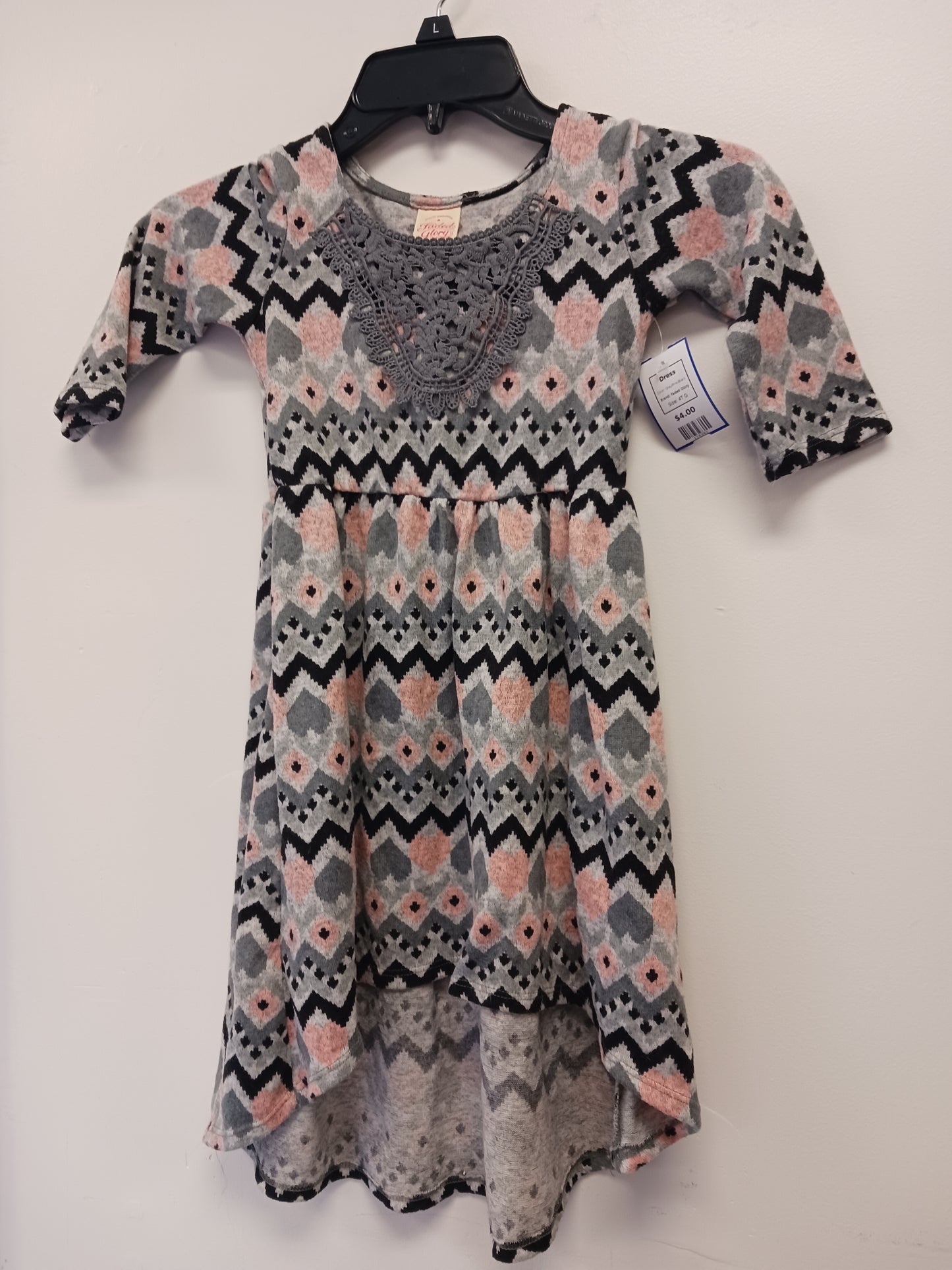 Grey/Pink/Black Faded Glory Dress, 4T G