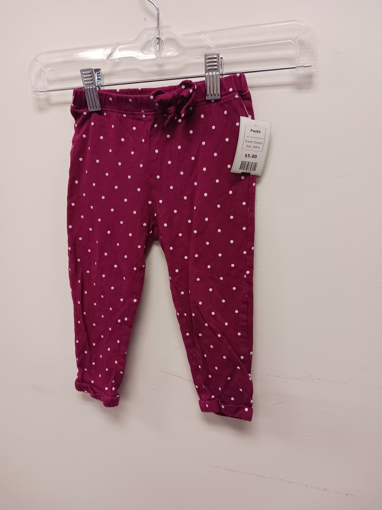 Purple/White Polka Dot Carters Pants, 24M G