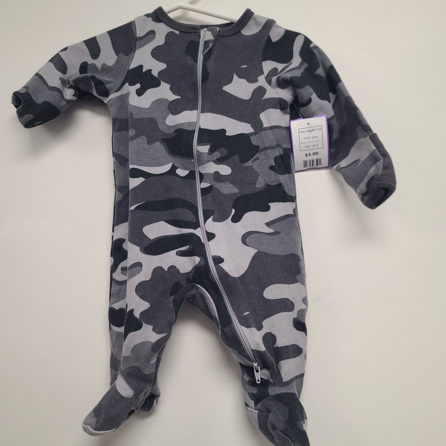 grey Wonder Nation Camo Sleeper 0-3m, NB B