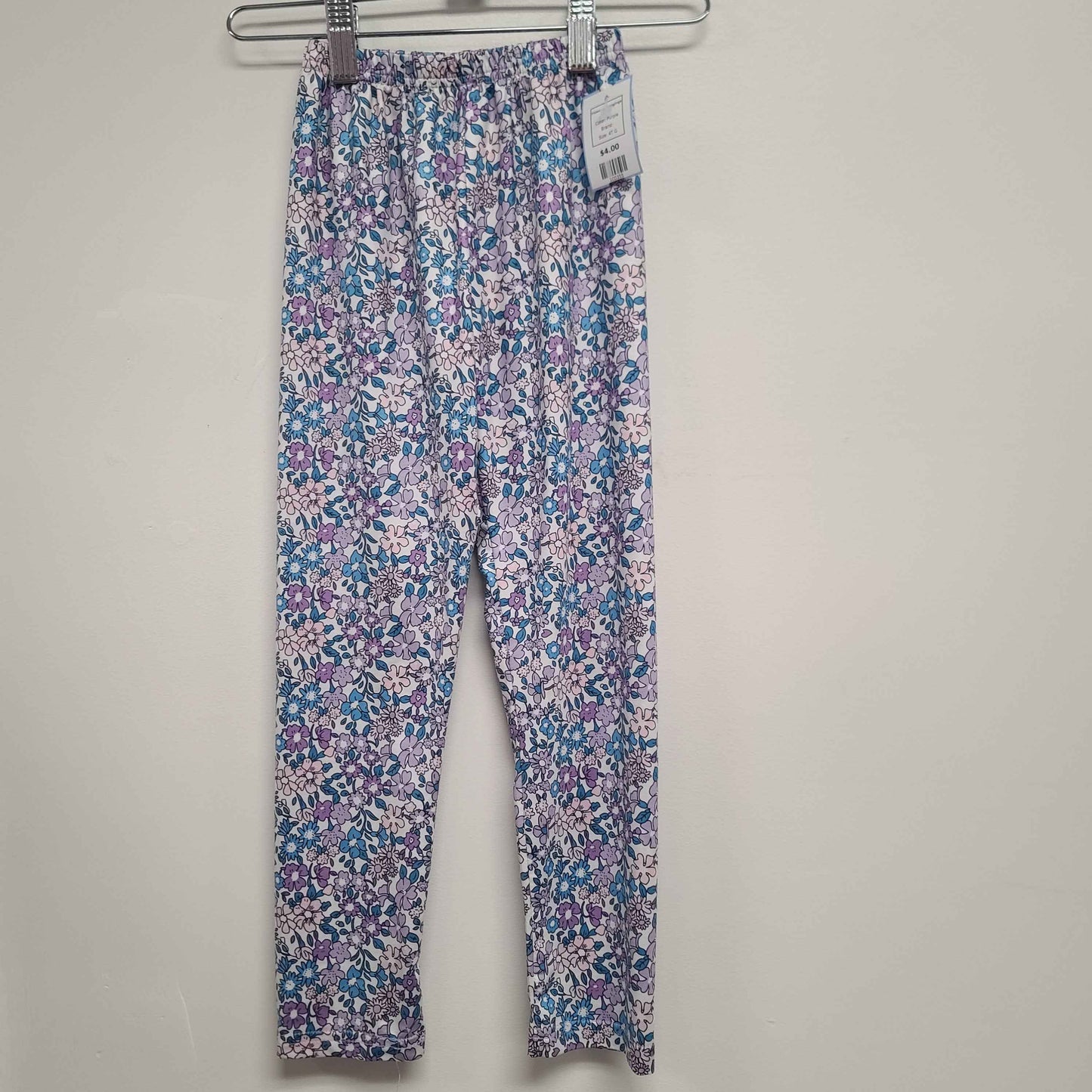 Purple Flowered Leggings, 4T G