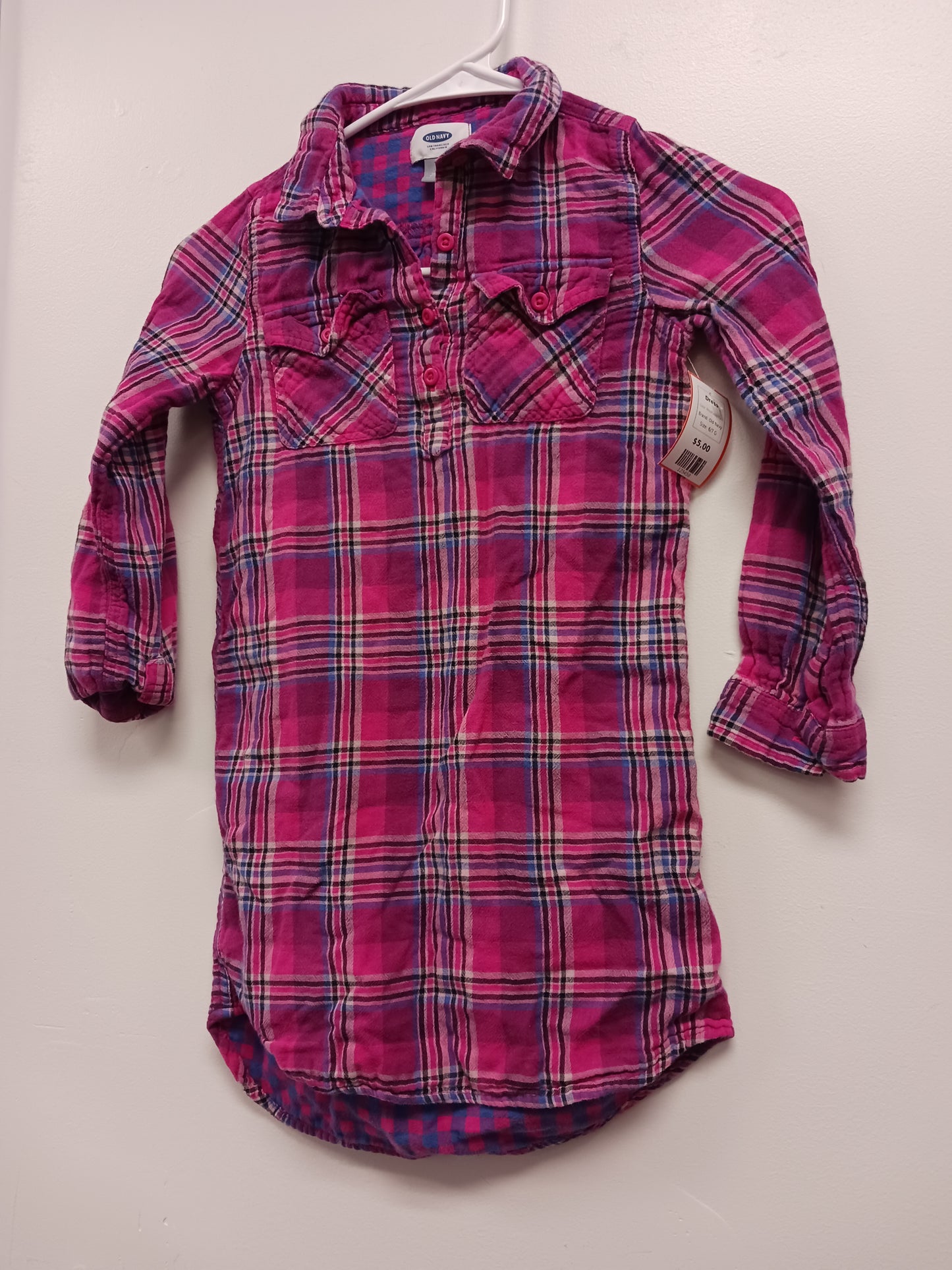 Pink/Purple Plaid Old Navy Dress, 6/7 G