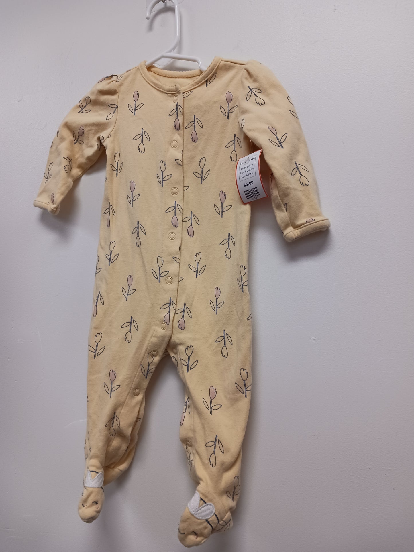 yellow Carters Flower Sleeper, 6-9M G