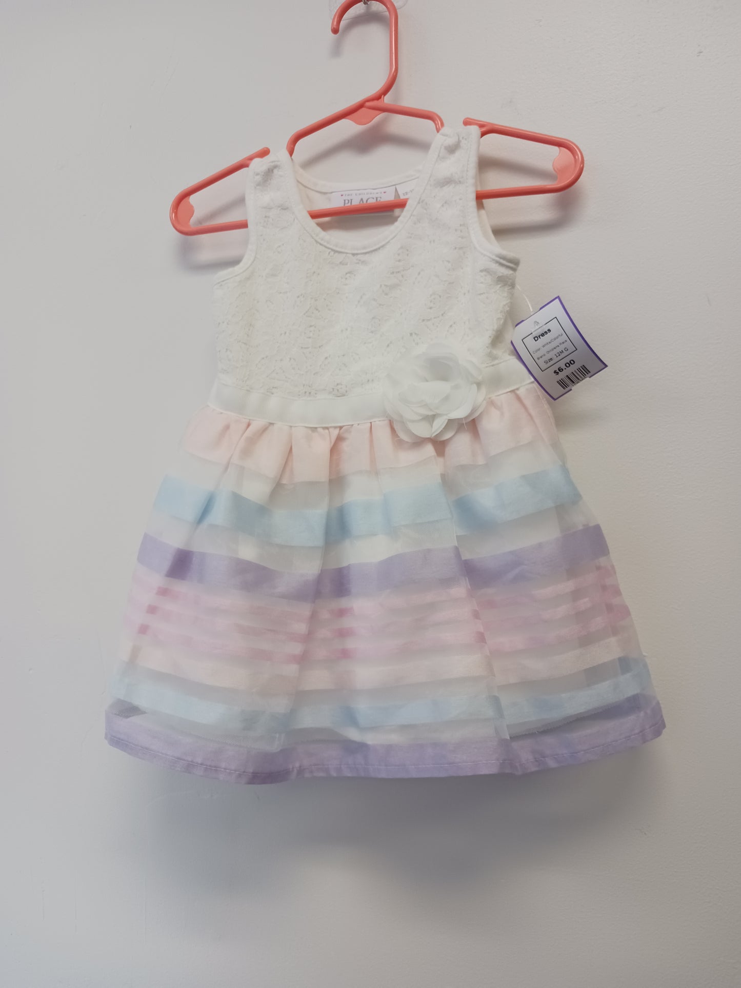 White/Colorful Childrens Place Dress, 12M G