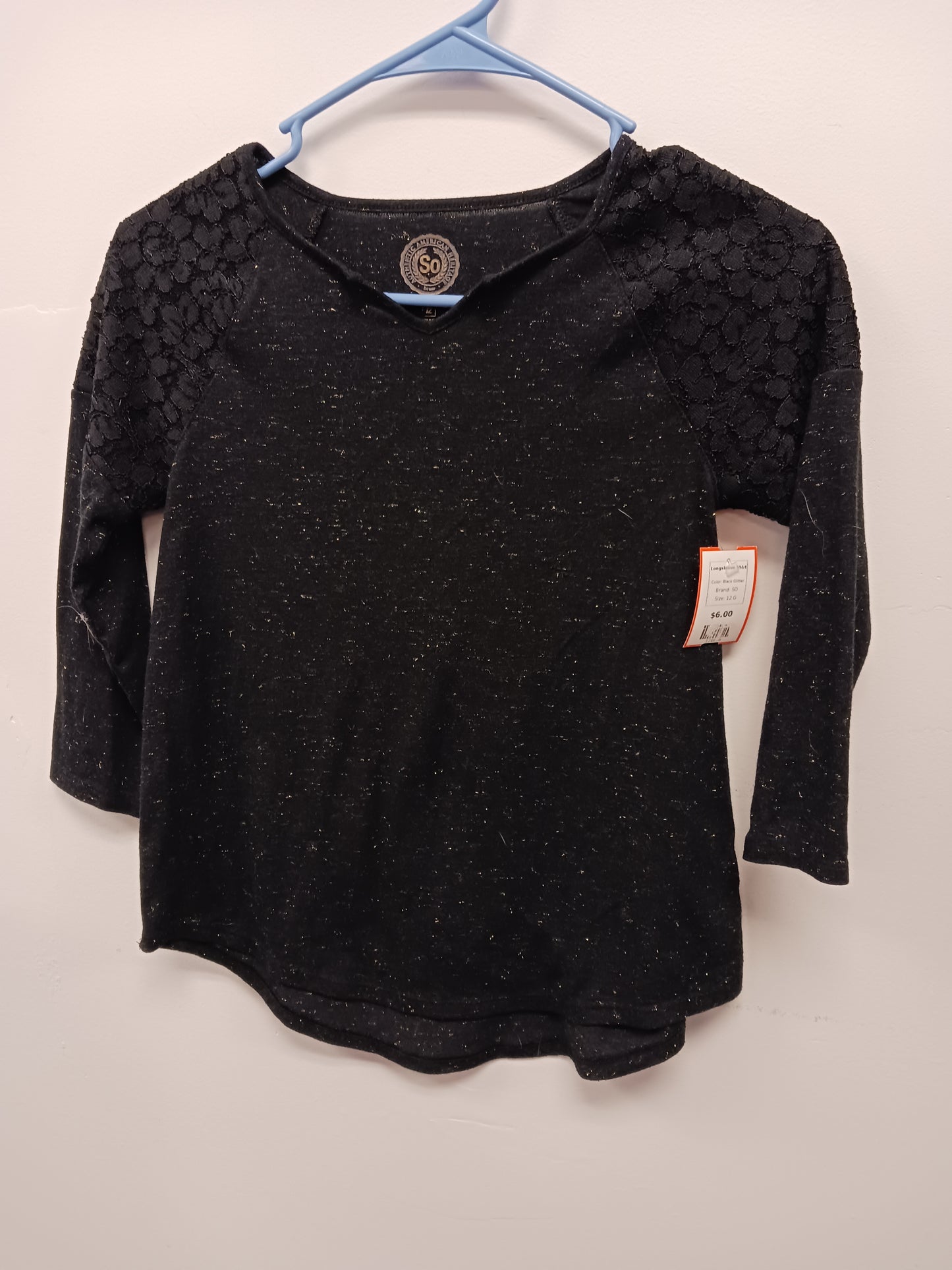 Black Glitter SO Longsleeve Shirt, 12 G