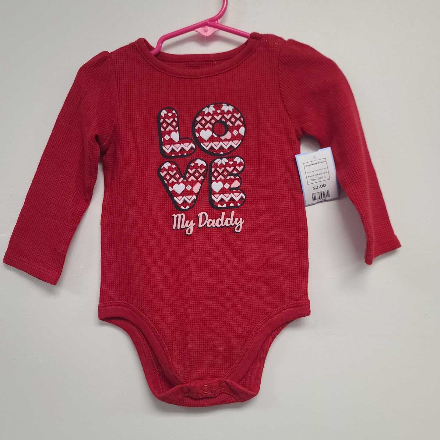 Red Love My Daddy Garanimals Longsleeve Onesie, 18M G