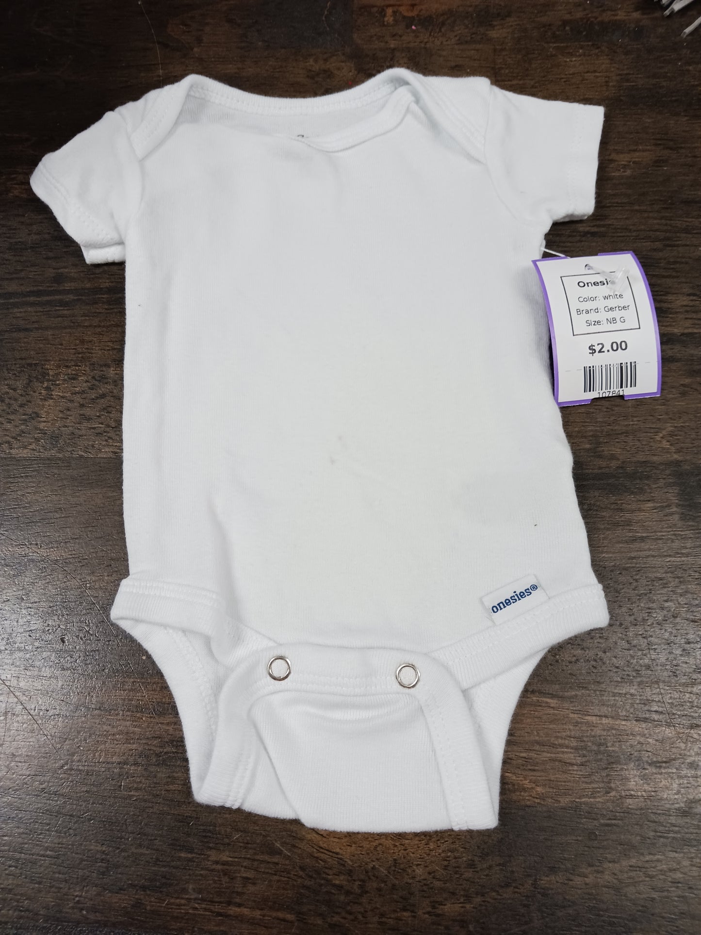 white Gerber Onesie, NB G