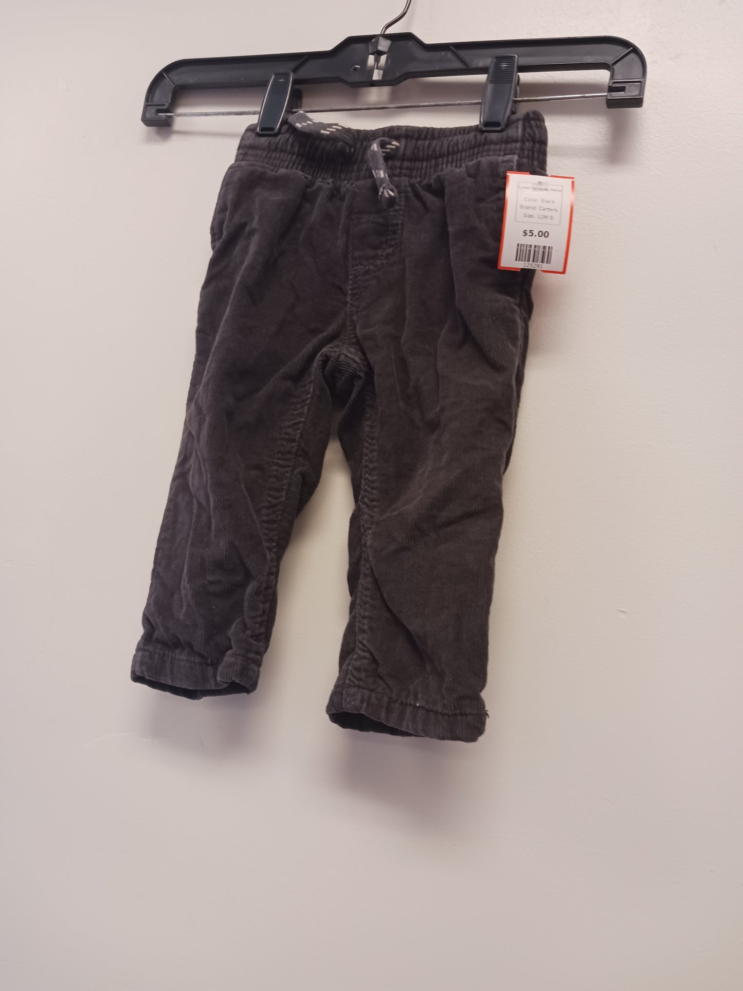 Black Carters Lined Corduroy Pants, 12M B