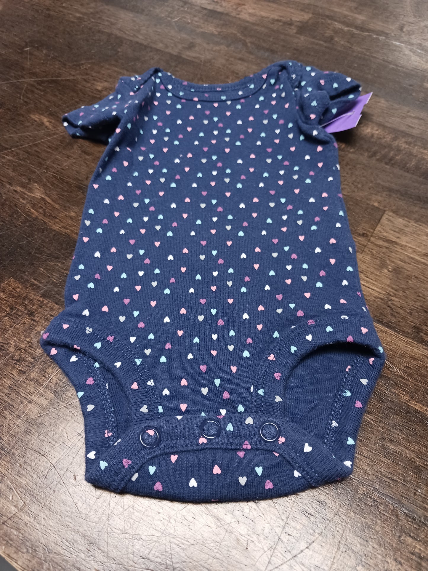 Navy/Colorful Heart Carters Onesie, NB G