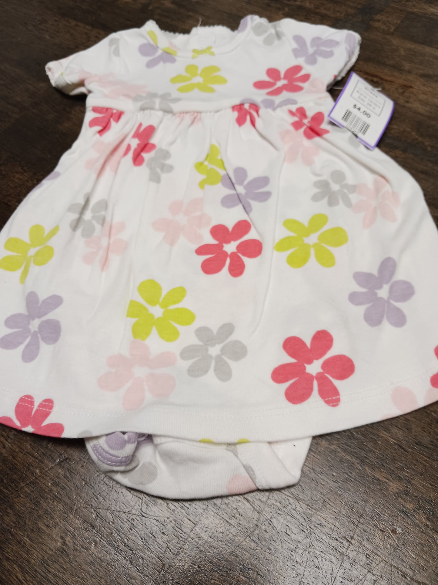 White/Colorful Flowers Carters Dress, 3M G