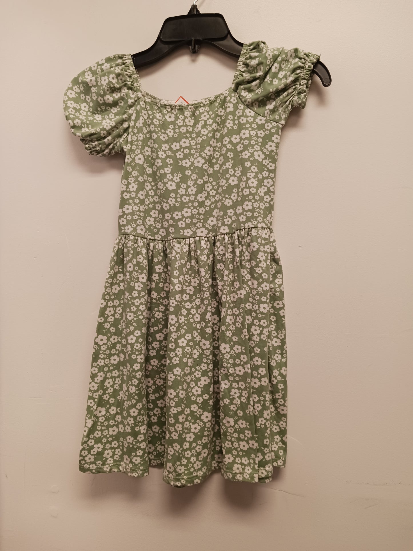 green/white Glitter Girl Flower Knit Dress, 8 G