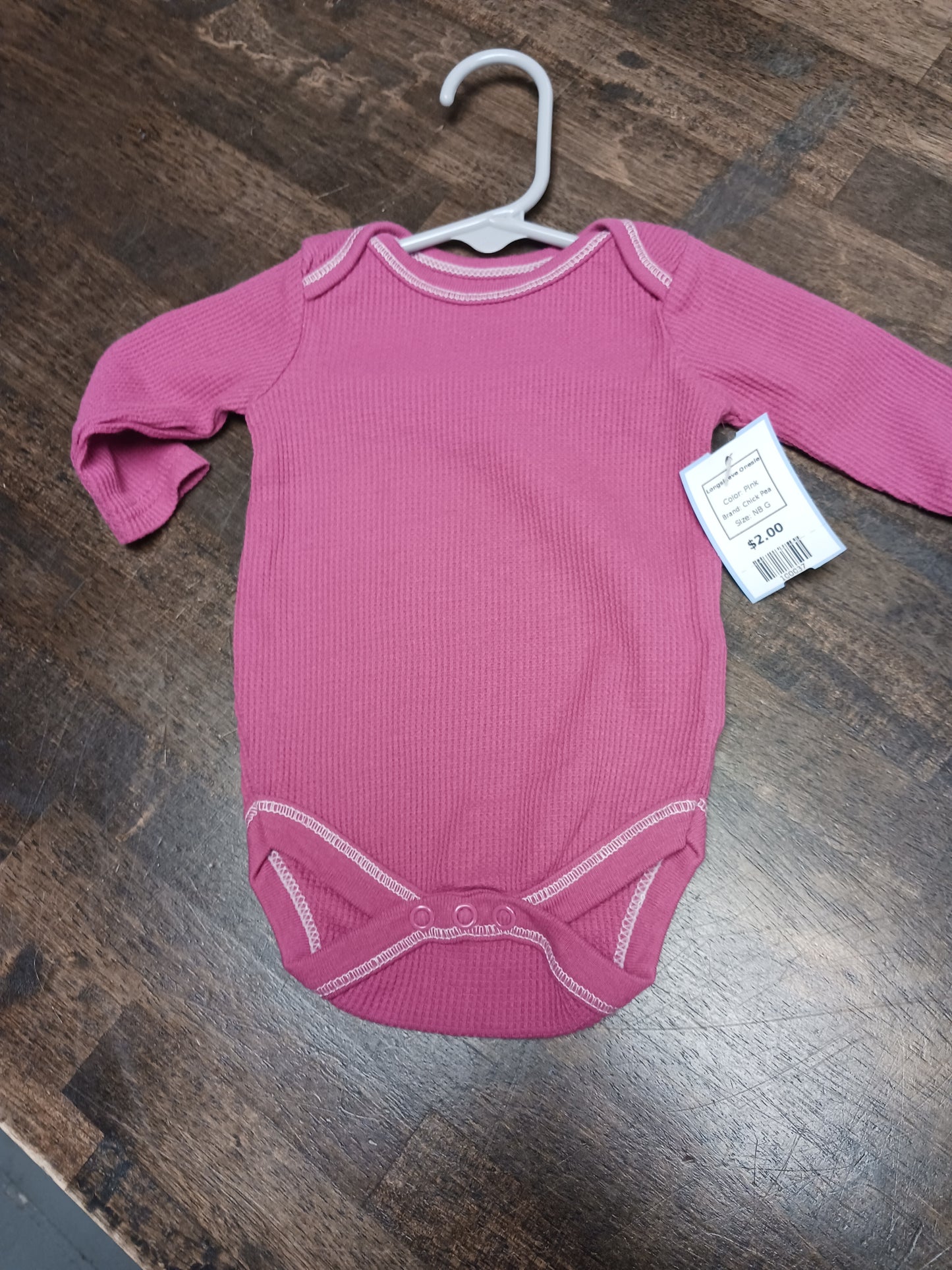 Pink Chick Pea Longsleeve Onesie, NB G