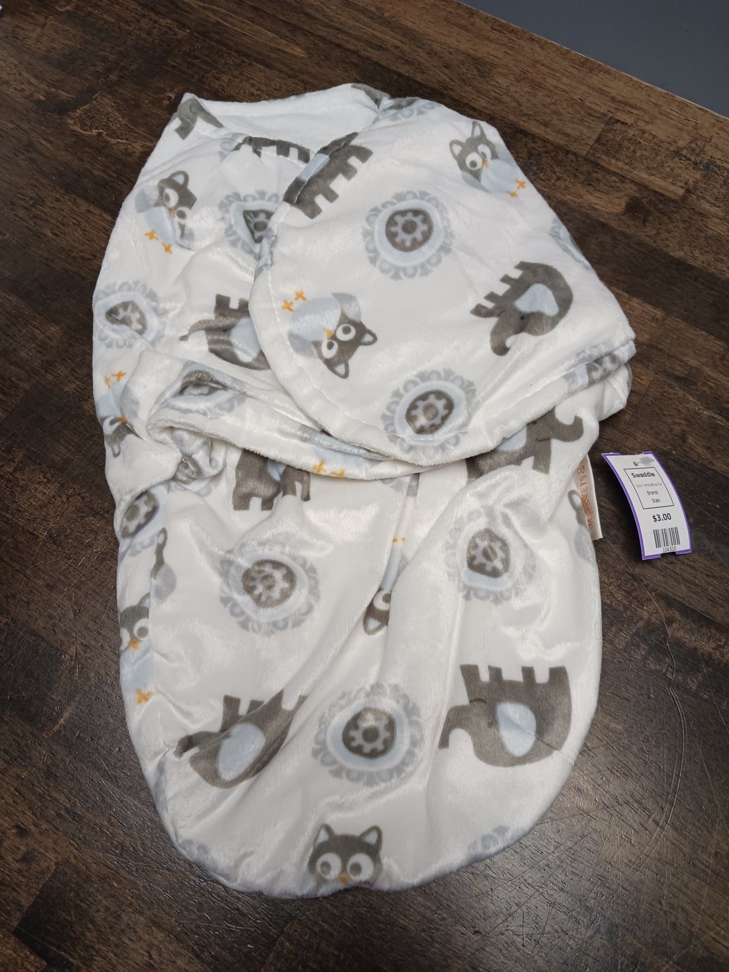 White/Blue Owl Swaddle