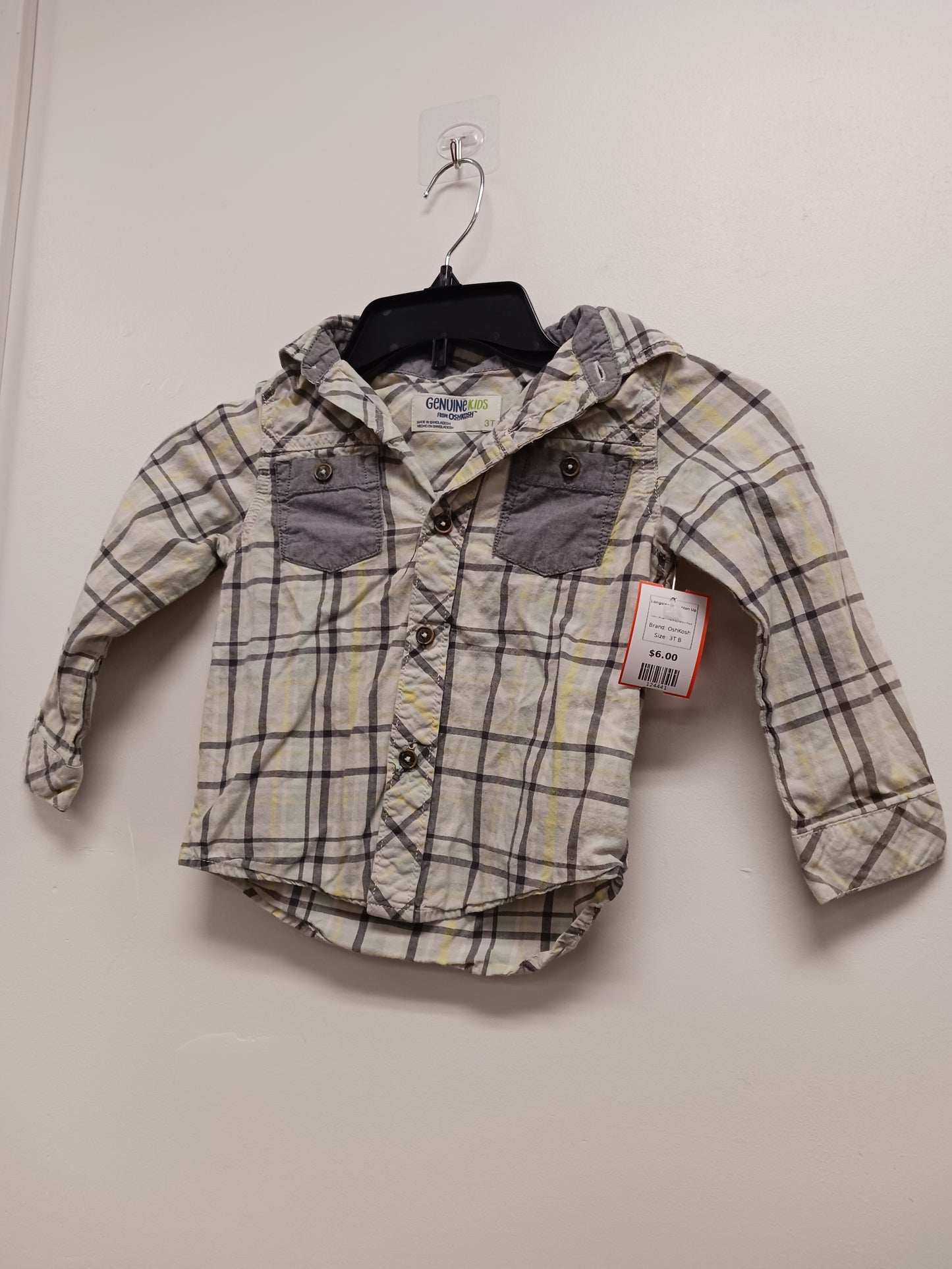 Blue/White/Grey/Yellow Plaid OshKosh Longsleeve Button Up, 3T B