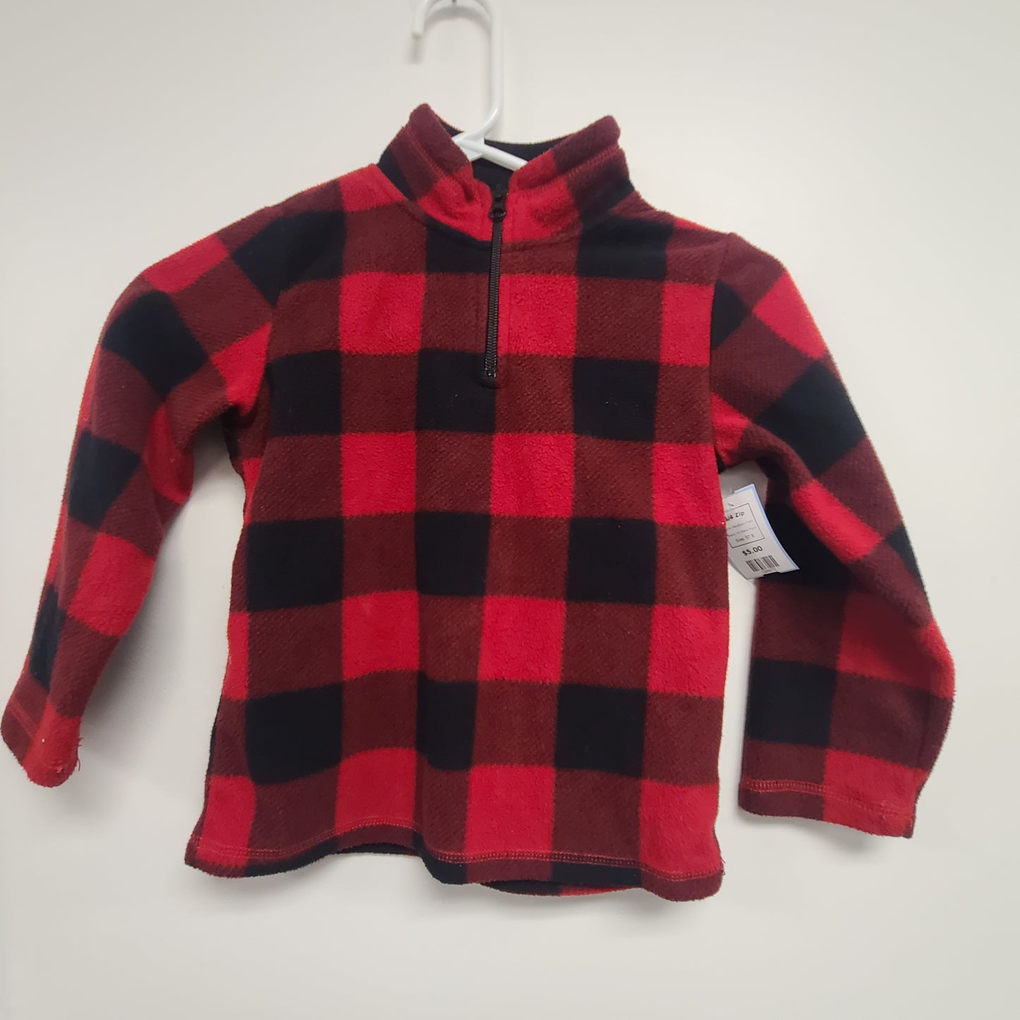 Red/Black Plaid Childrens Place 1/4 Zip, 5T B