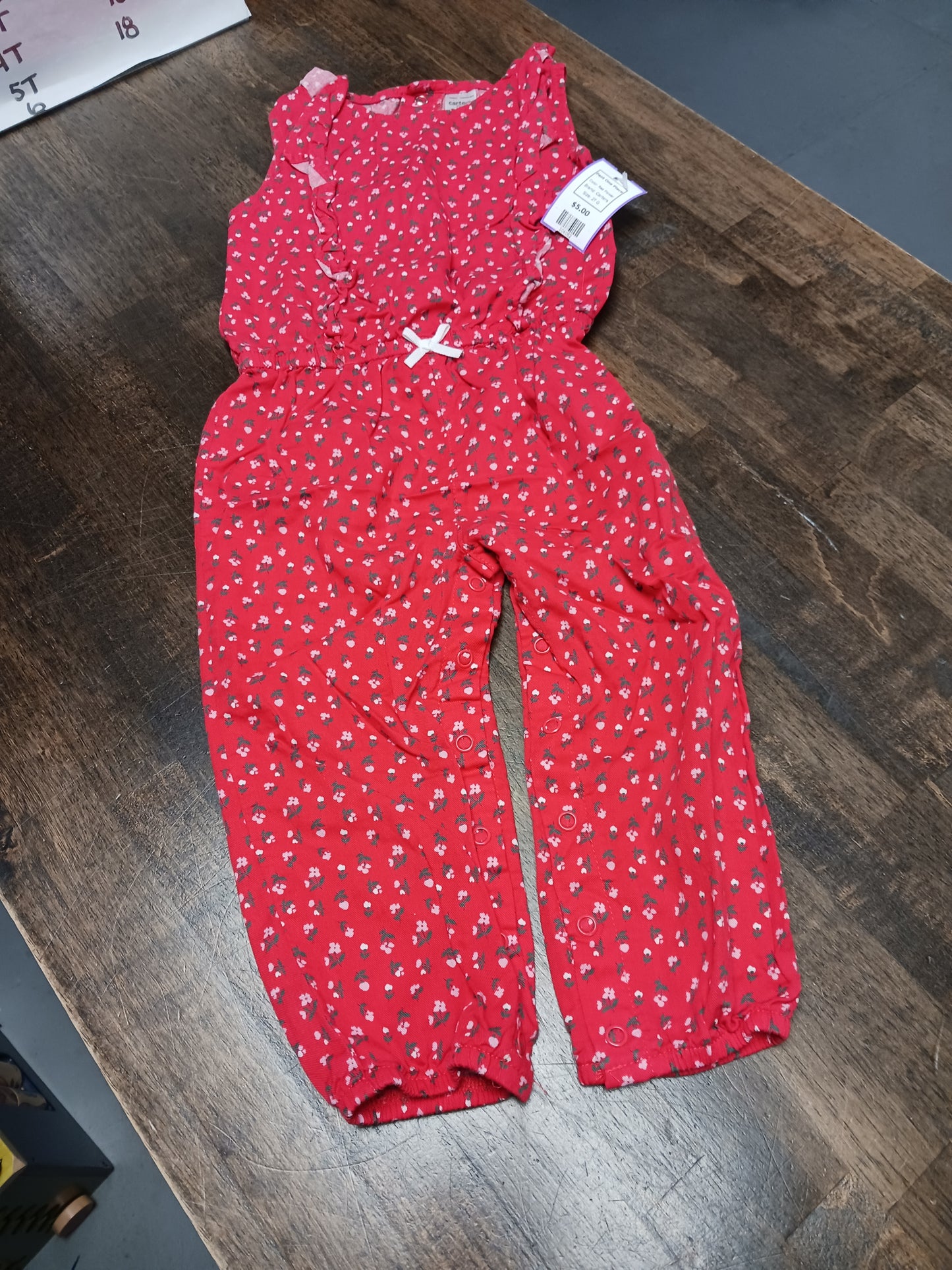 Red Flower Carters Pant One Piece, 2T G