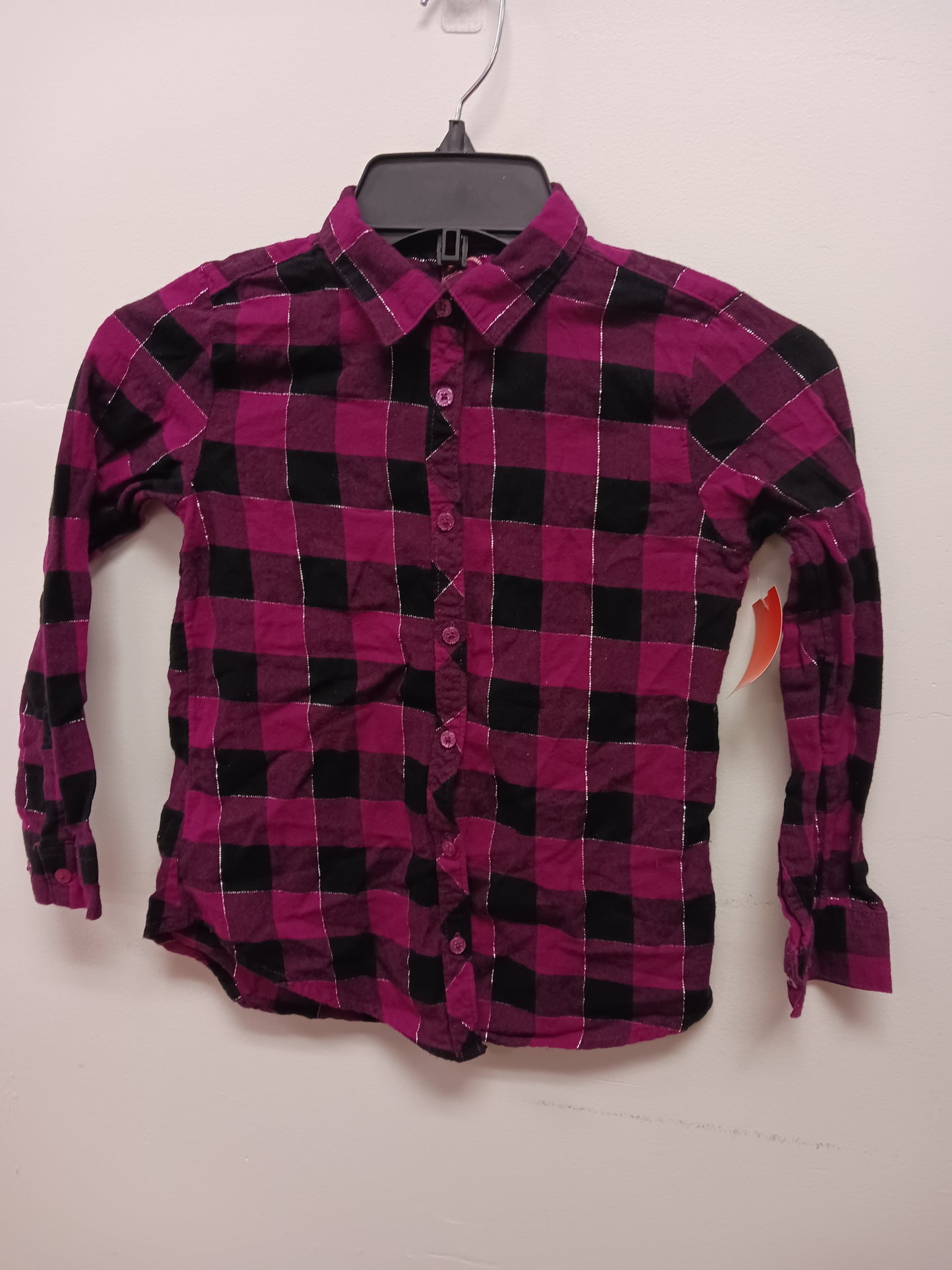 Purple/Black Plaid Faded Glory Longsleeve Button UP, 6 G