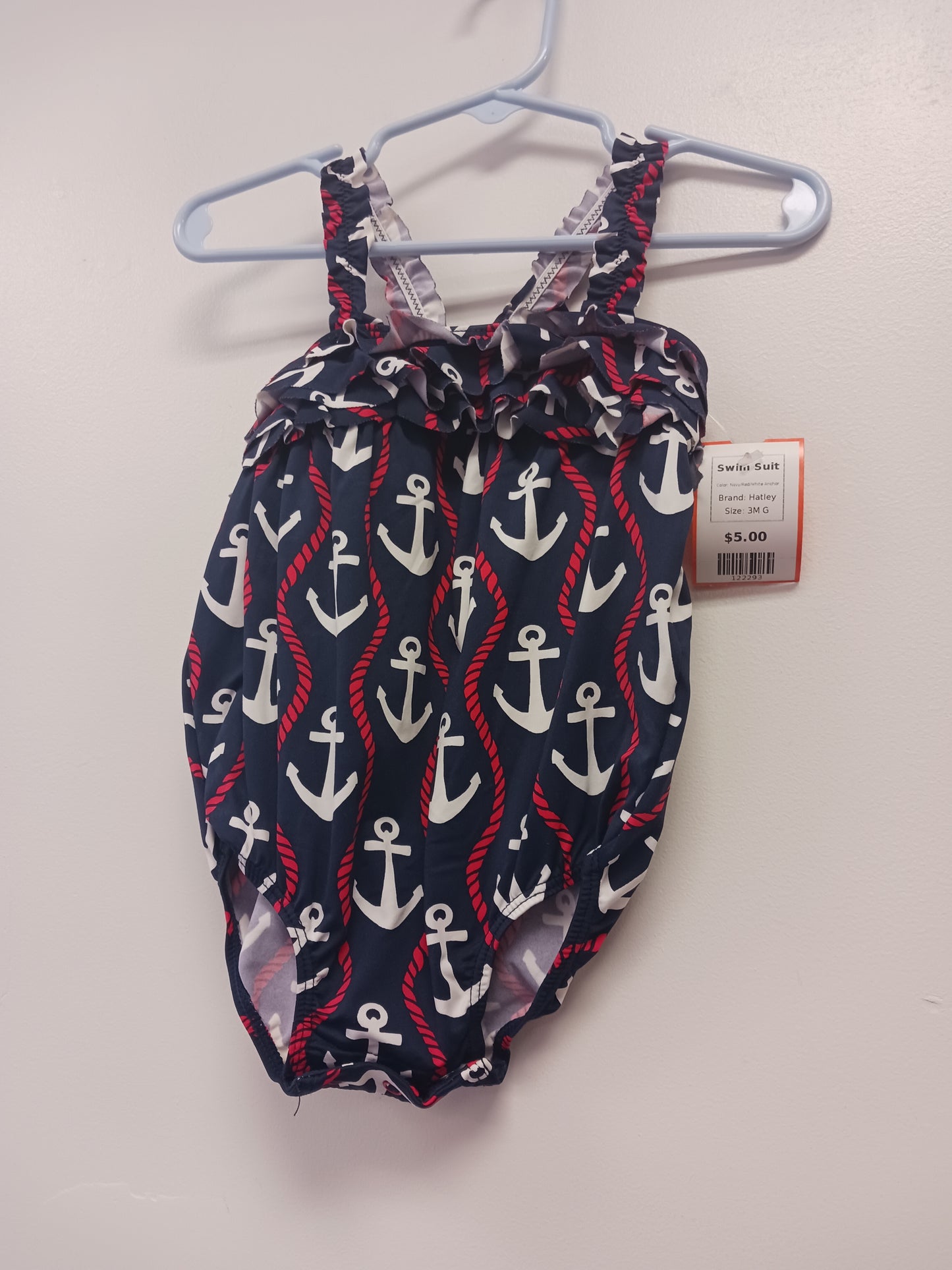 Navy/Red/White Anchor Hatley Swim Suit, 3M G