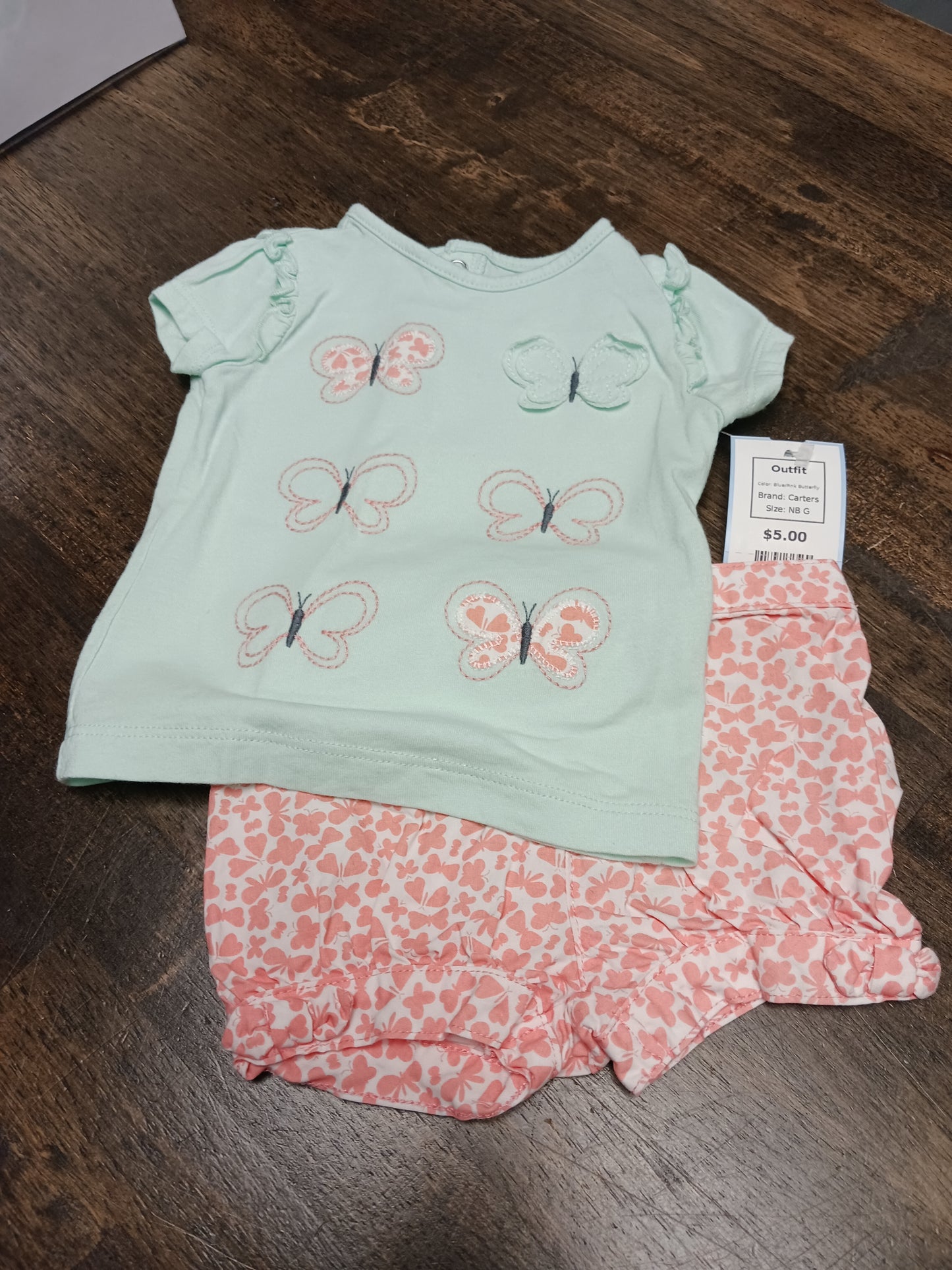 Blue/Pink Butterfly Carters Outfit, NB G