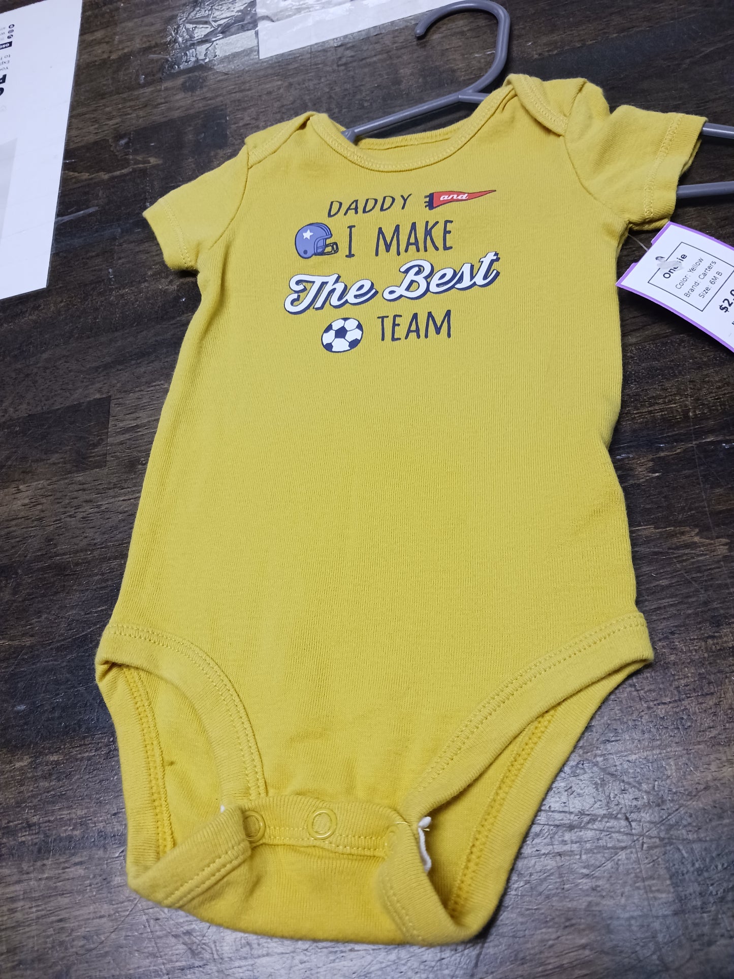 Yellow Carters Onesie, 6M B