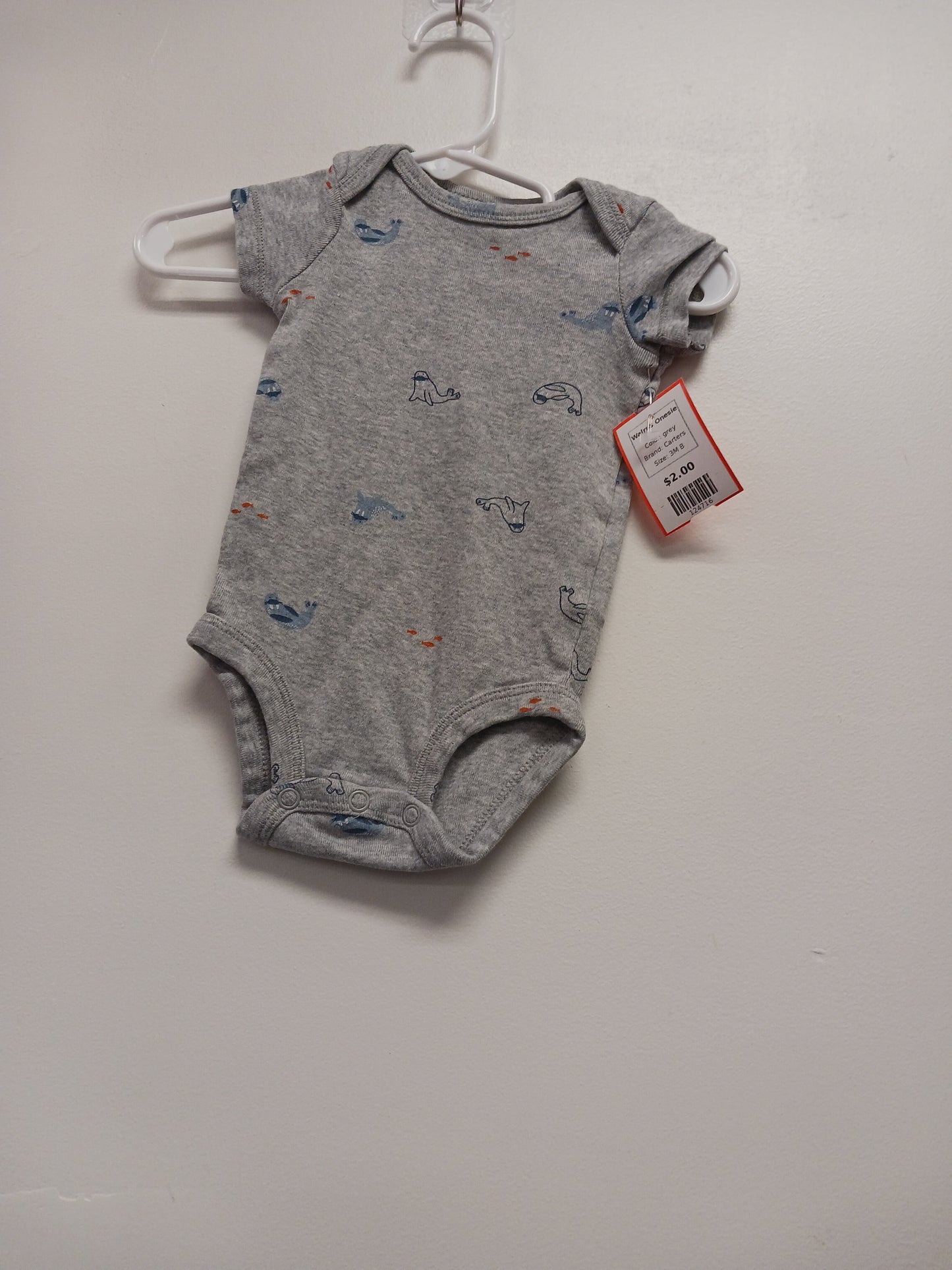 grey Carters Walrus Onesie, 3M B