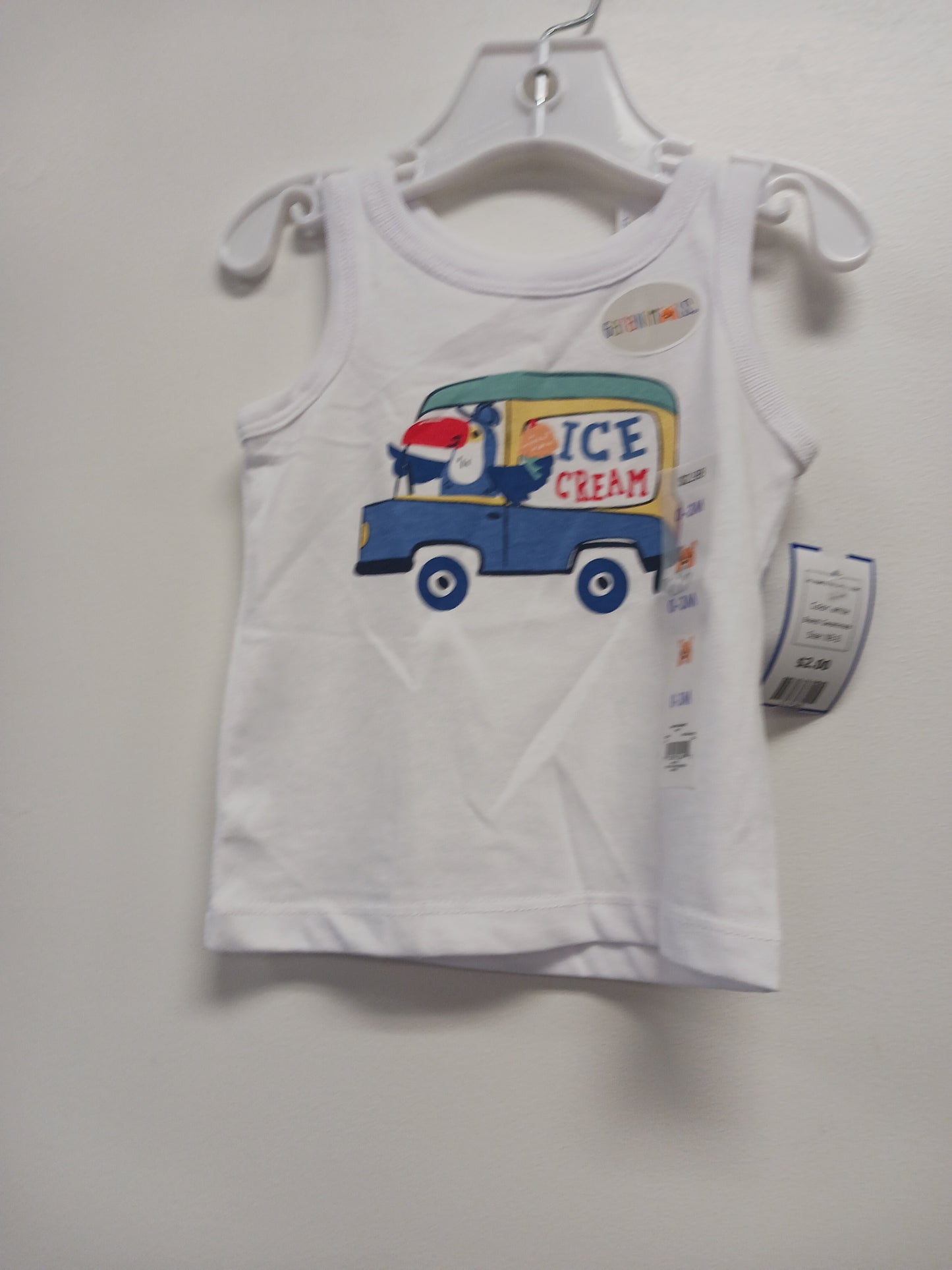white Garanimals Icr cream truck tank top 0/3m, NB B