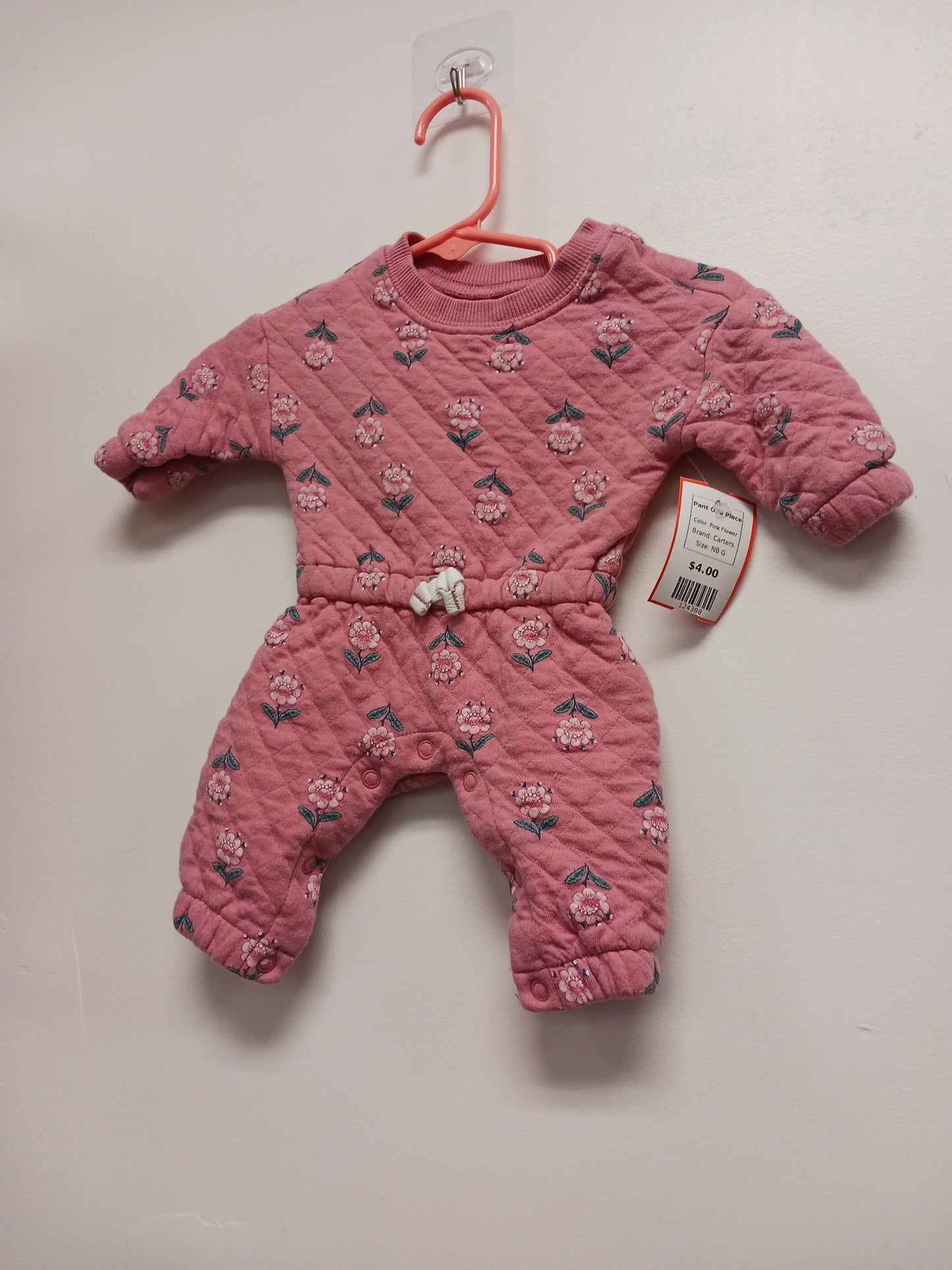 Pink Flower Carters Pant One Piece, NB G