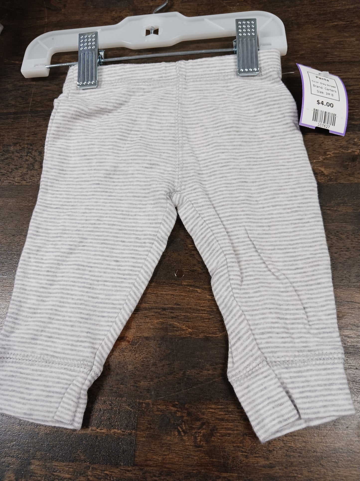 Grey Striped Carters Pants, 3M B