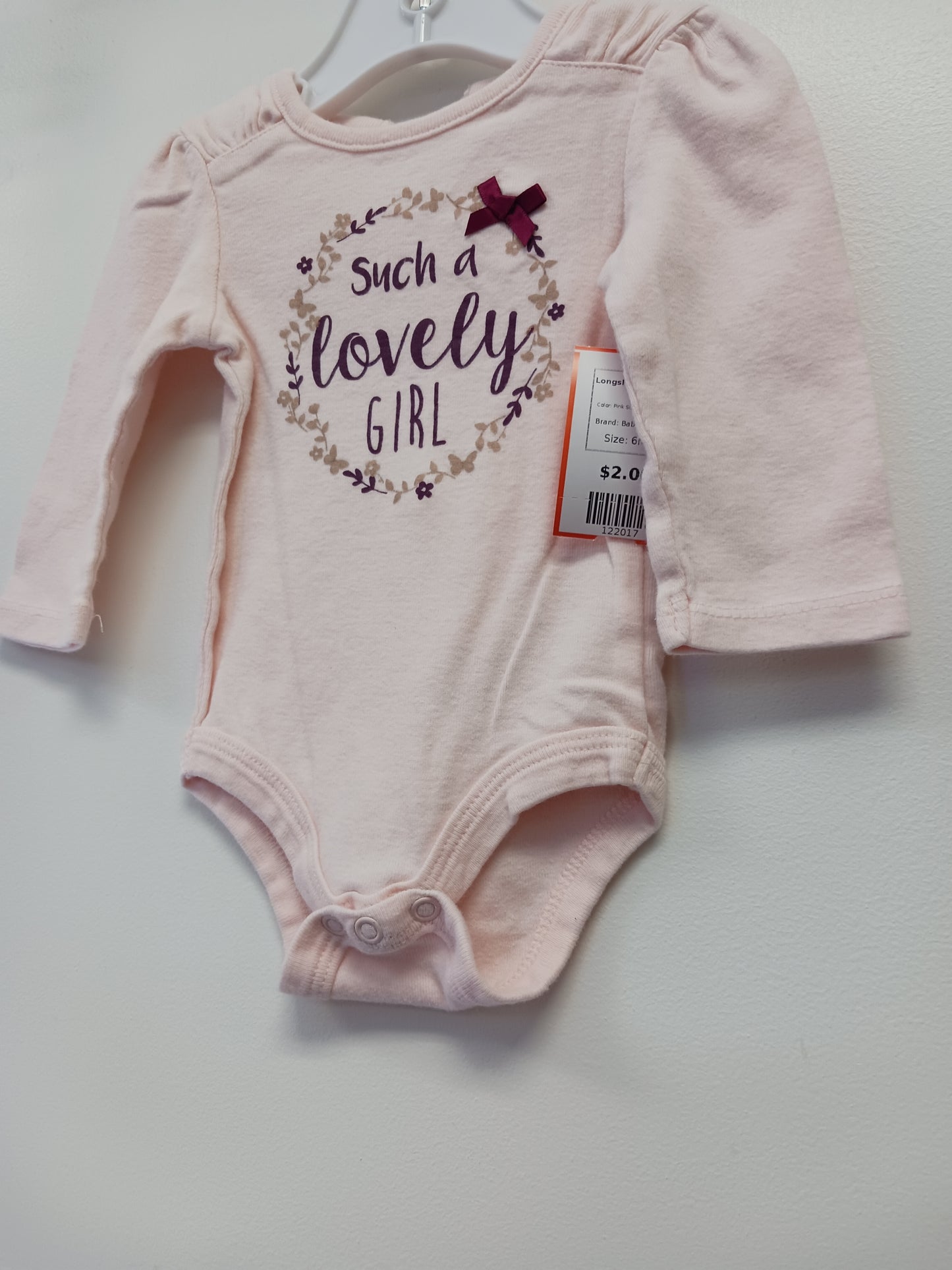 Pink Such A Lovely Girl Baby Starters Longsleeve Onesie, 6M G