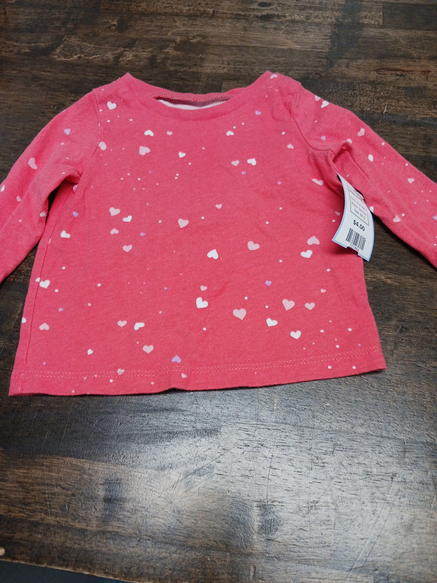 Pink Heart OshKosh Longsleeve Shirt, 6M G