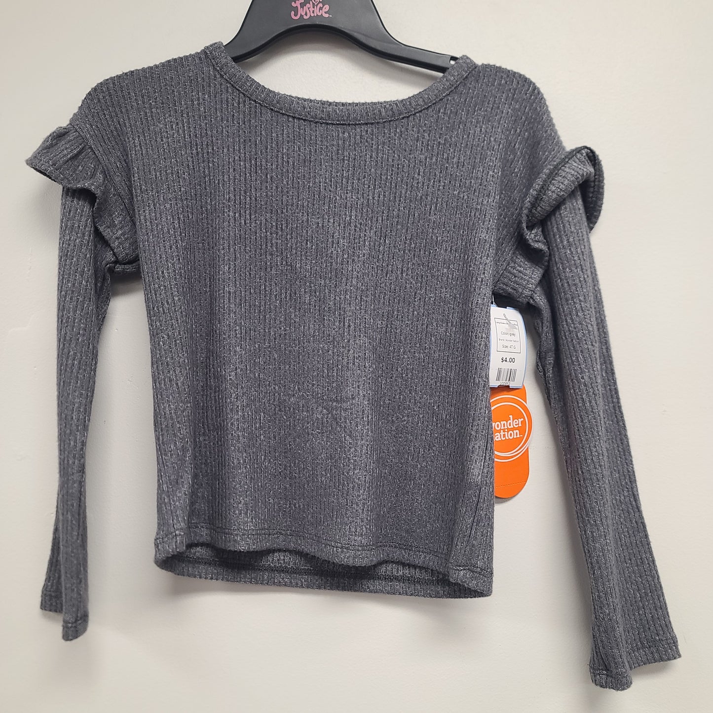 grey Wonder Nation Long Sleeve Shirt w/ruffles, 4T G