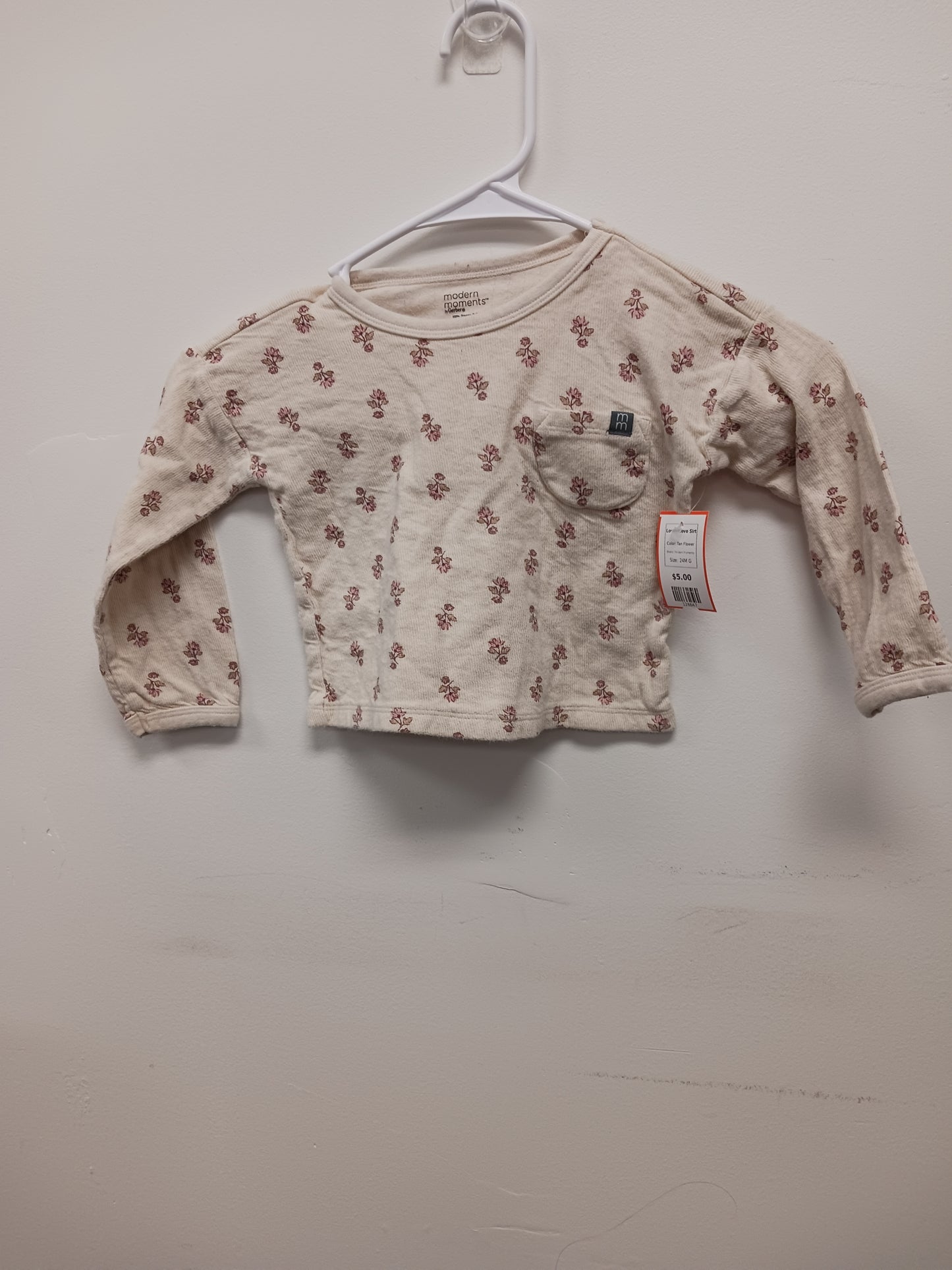 Tan Flower Modern Moments Longsleeve Sirt, 24M G