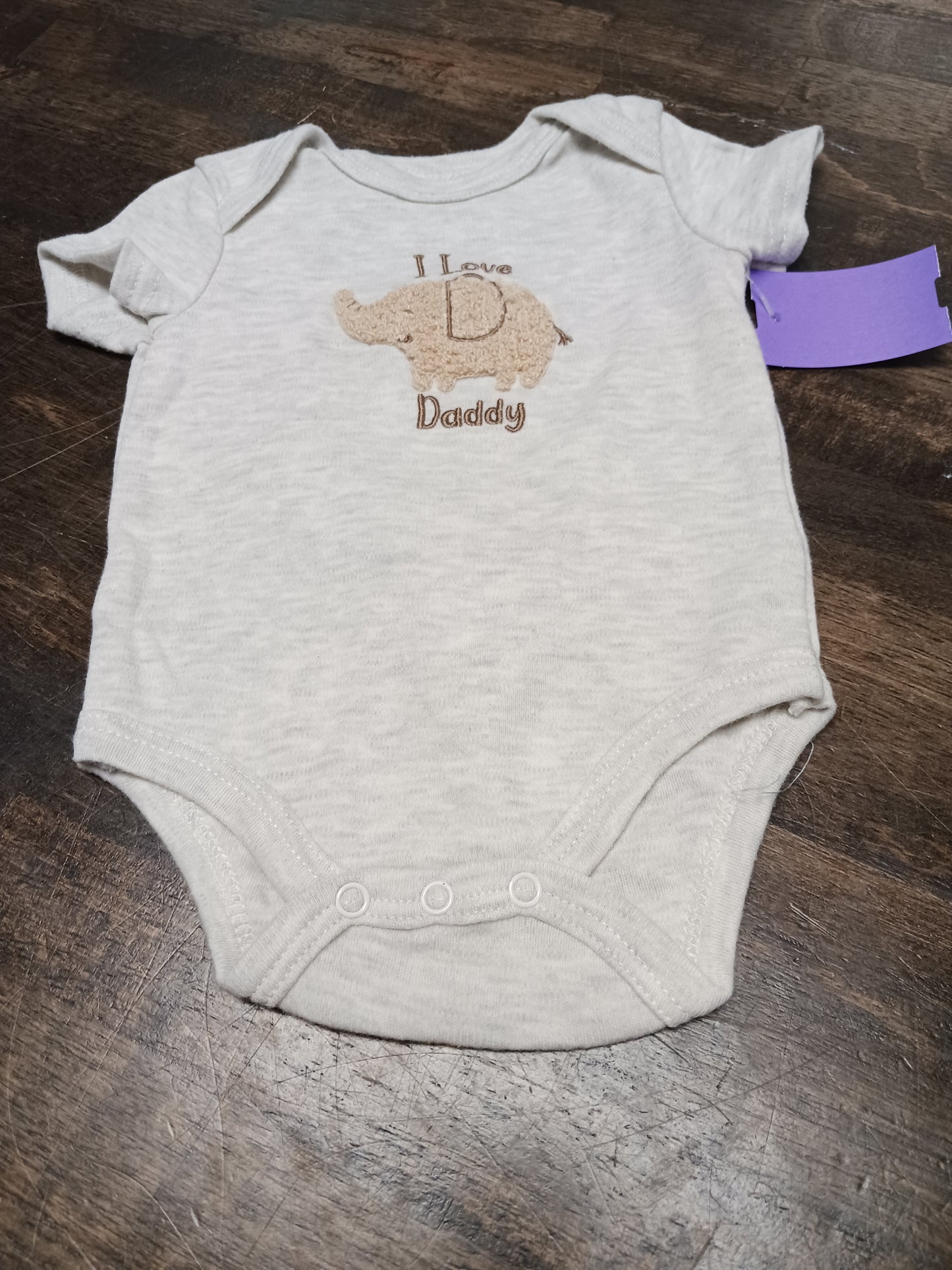 Grey Elepahnt Little & Loved Onesie, NB B